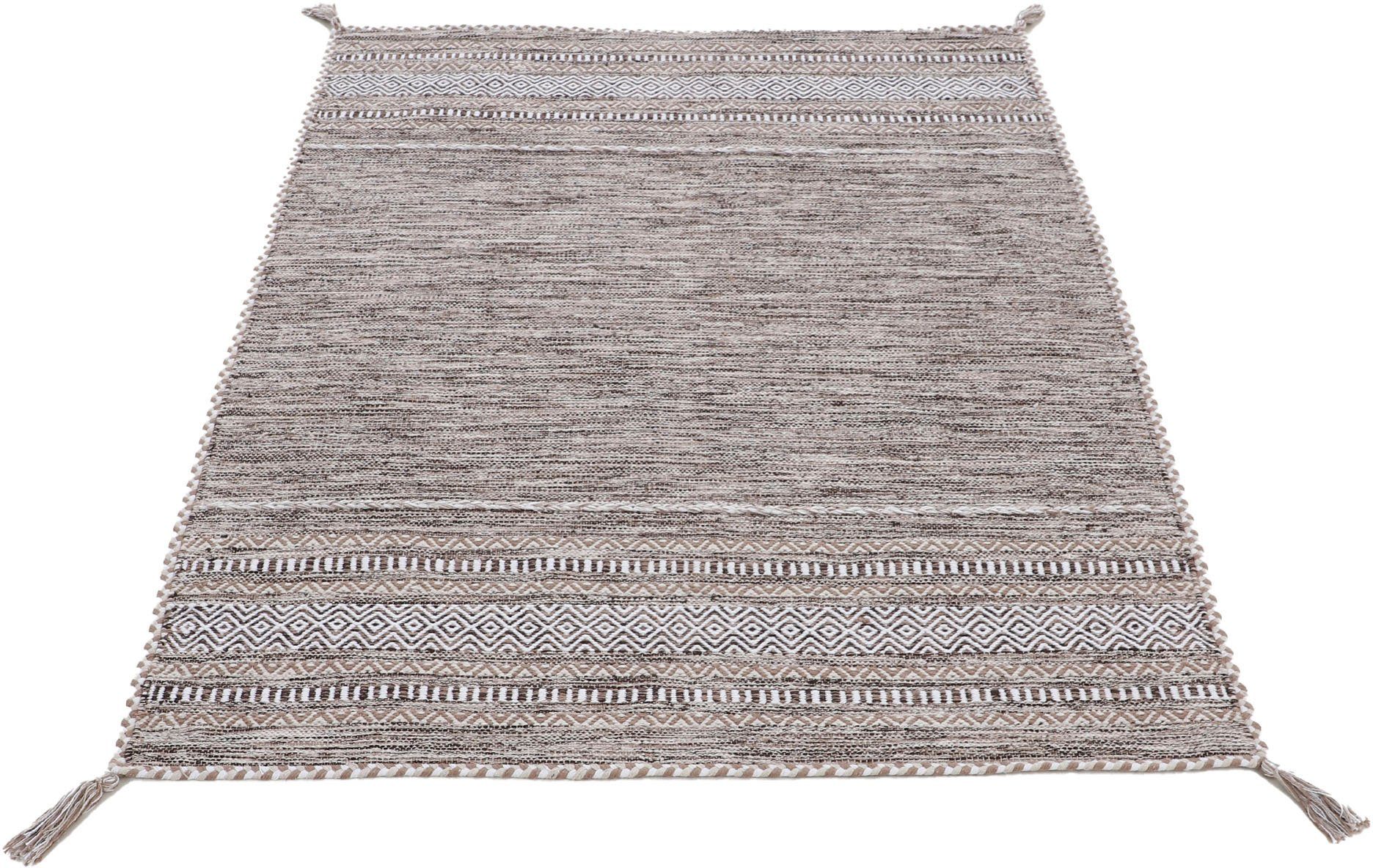 carpetfine Vloerkleed Kelim Azizi Katoenen, tweezijdig te gebruiken kleed met franje, woonkamer