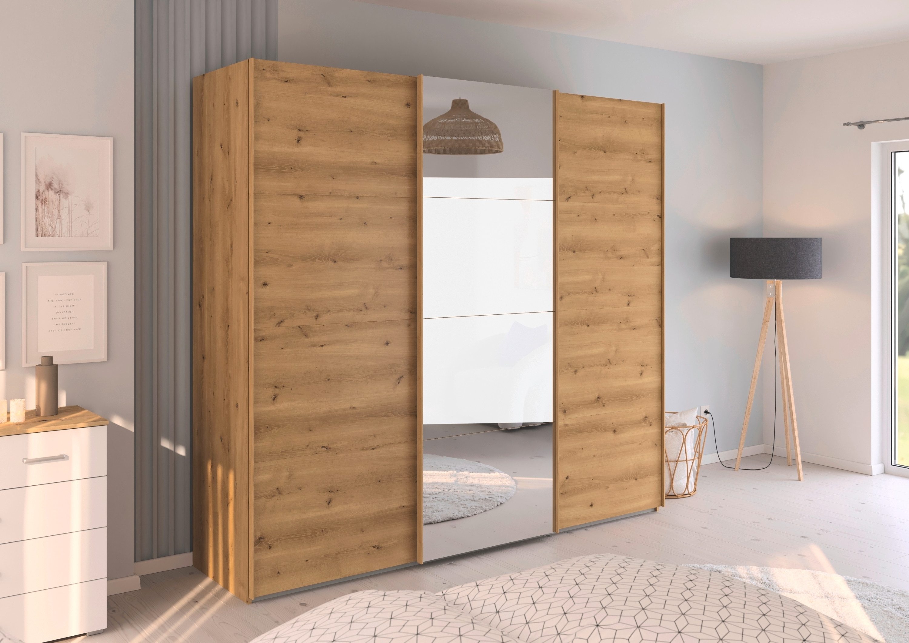 rauch Schuifdeurkast Kledingkast Kast Garderobe Slaapkamerkast EVELYN in elegante stijl met spiegel 5 breedtes veel opbergruimte made in germany