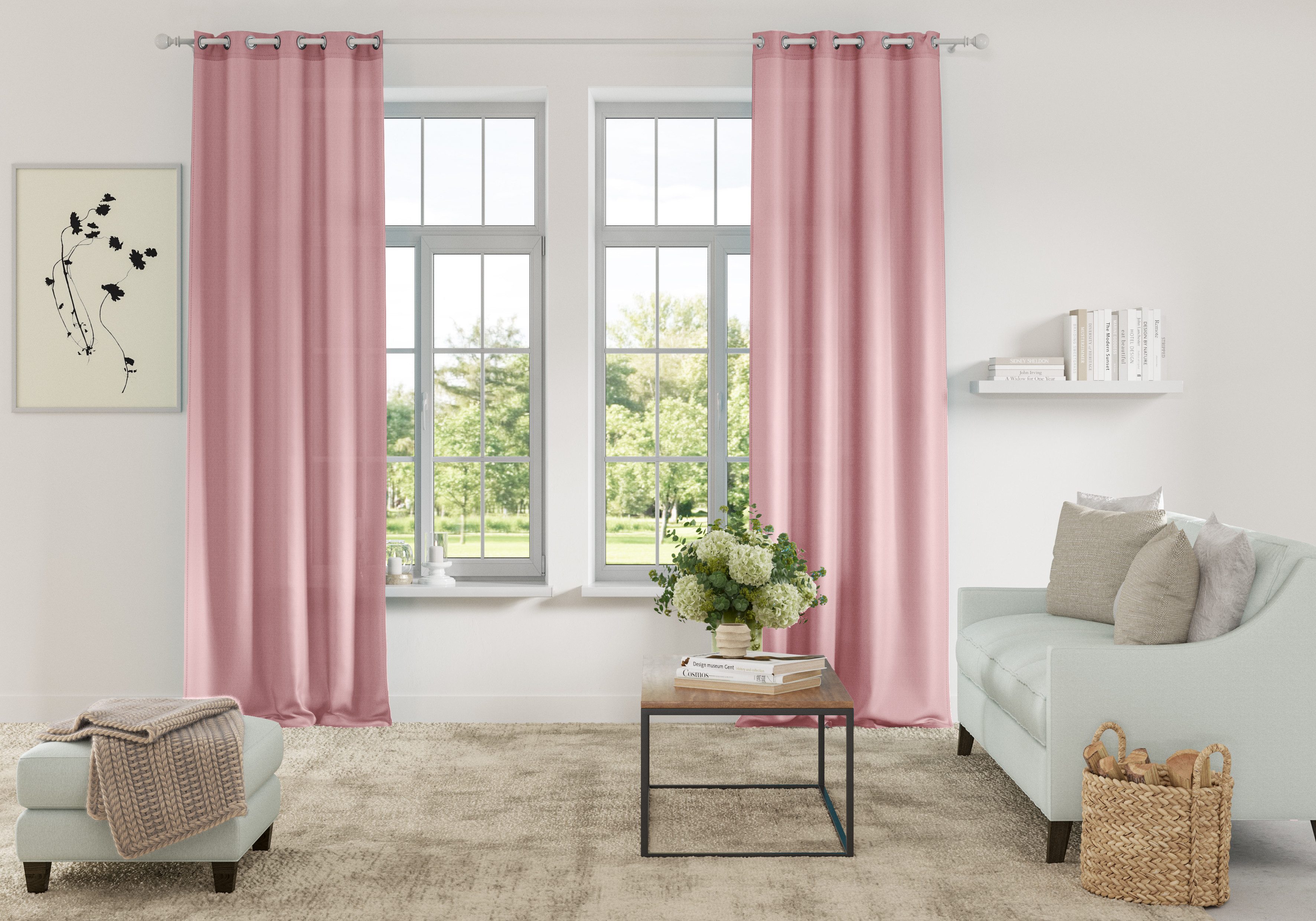 Home affaire Gordijn Parry set van 2, ondoorzichtig, monochroom, basic (2 stuks)