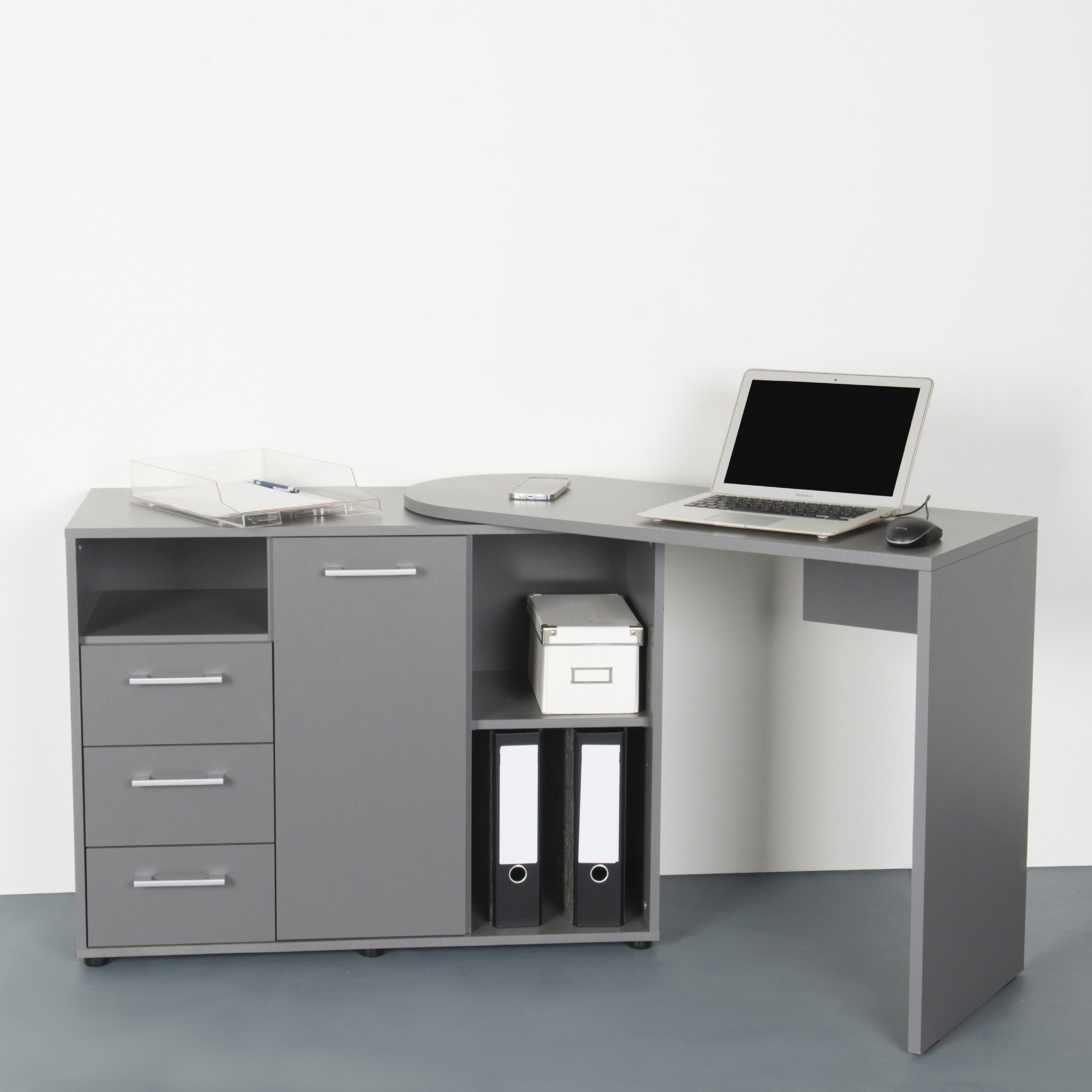 VOGL Möbelfabrik Bureau 1246 mit schwenkbarer Tischplatte draaibaar tafelblad, ruimtebesparend, made in germany