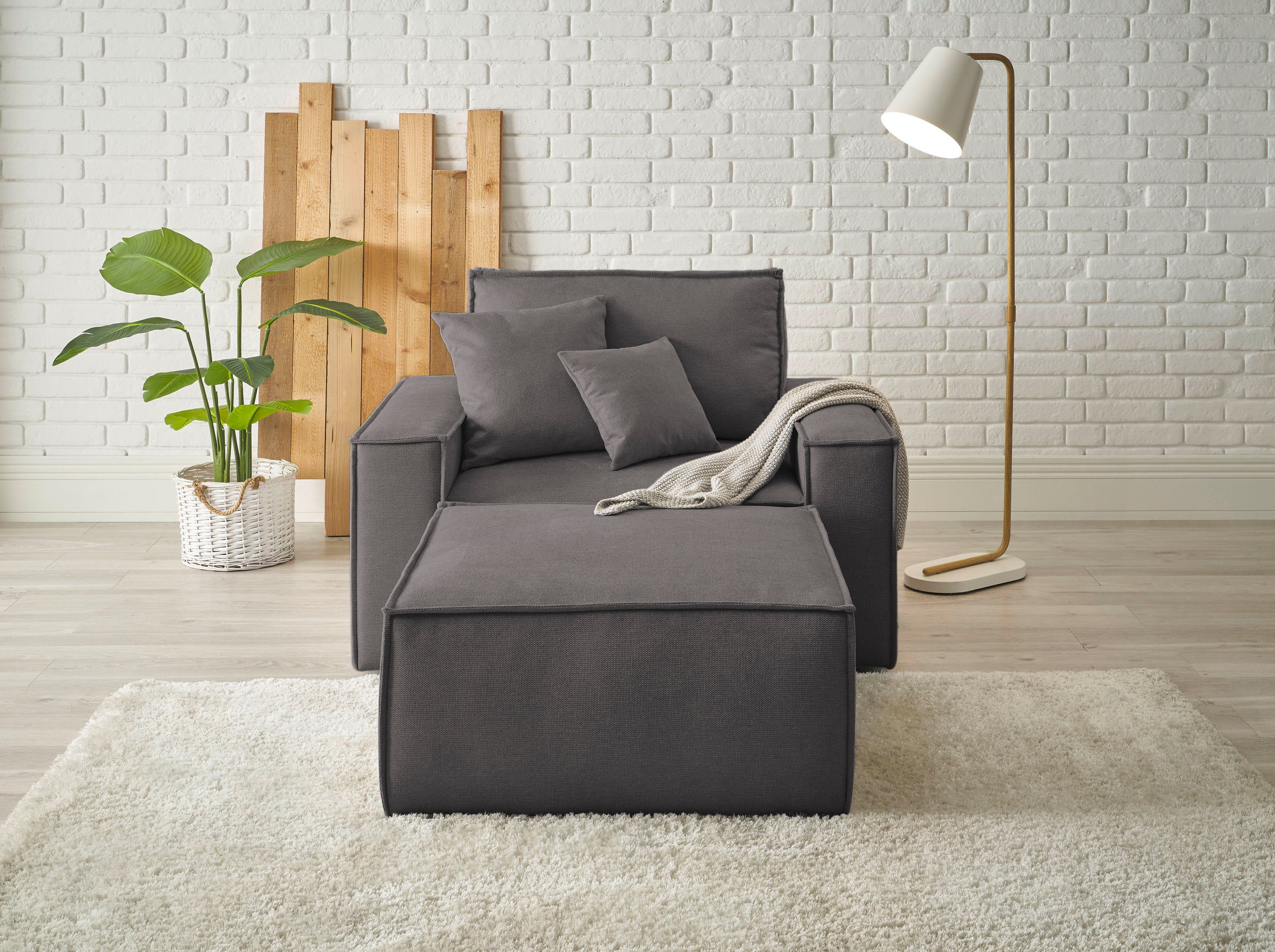 andas Loveseat Finnley Loveseat en hocker als set, passend bij de bekleding-serie Finnley (2 stuks)