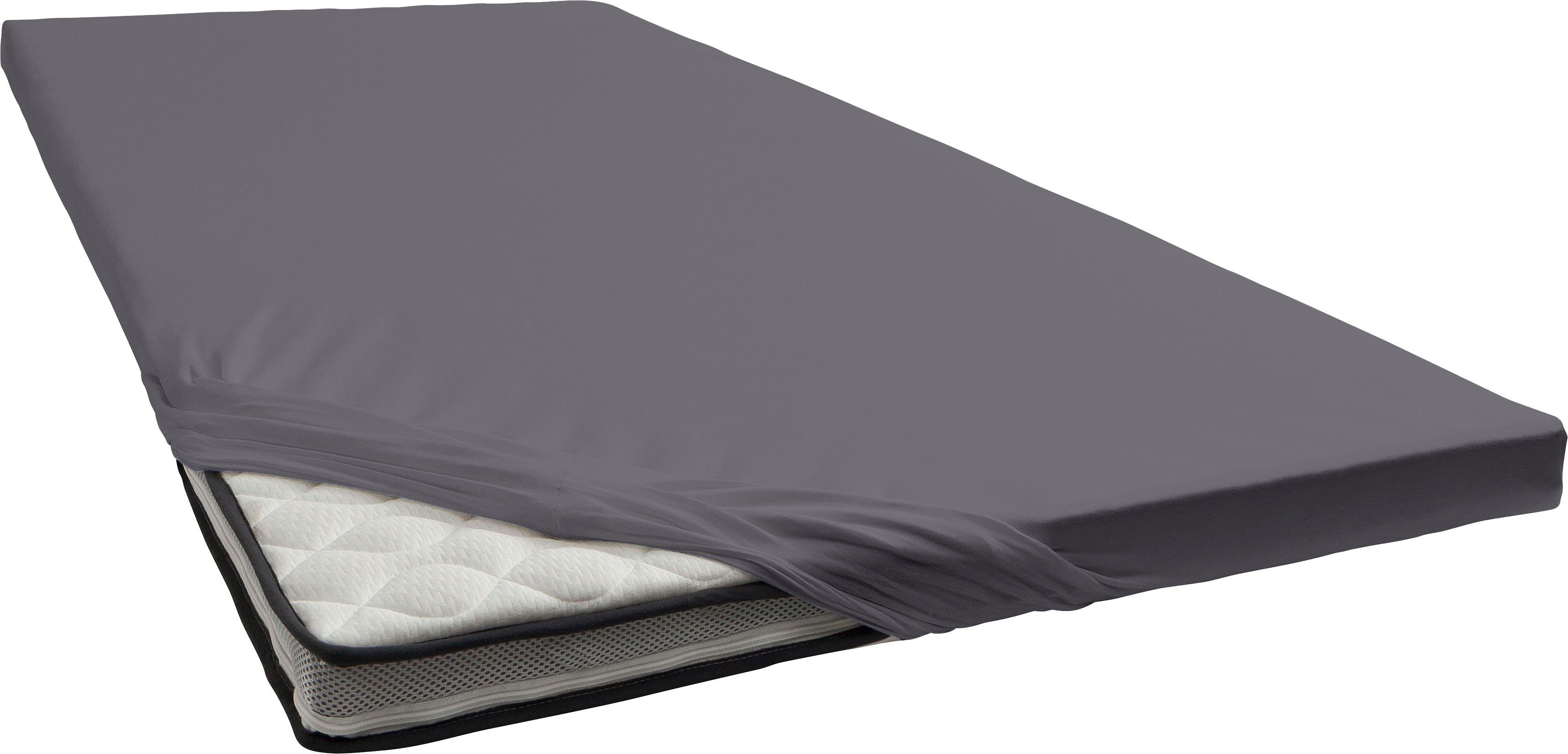 bellana Hoeslaken Jersey-elastaan deluxe in mt. 90x200, 140x200 of 180x200, voor topmatras (1 stuk) hoeslakens maat 180-200 cm x 200-220 cm grijs