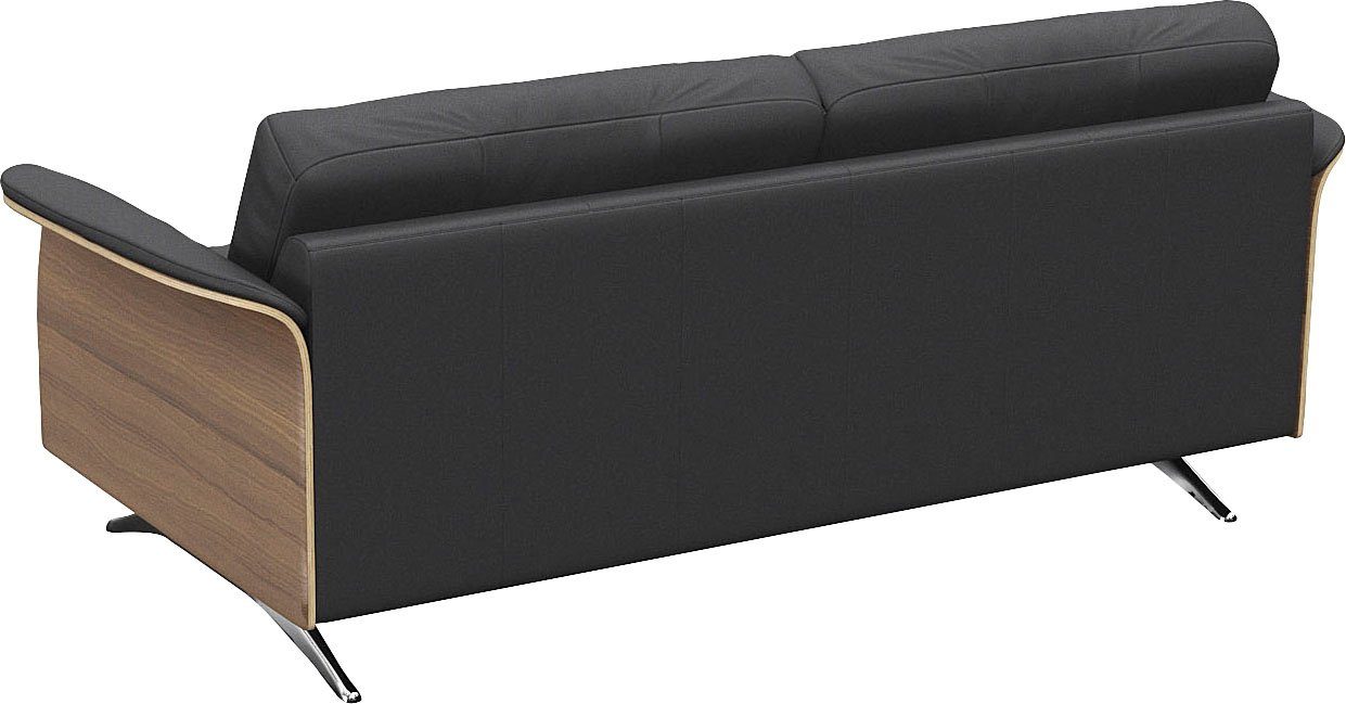 FLEXLUX 2,5-zitsbank Glow sofa, bank Premium zitting: koudschuim en binnenvering, armleuningen. Walnoot, aluminium voet