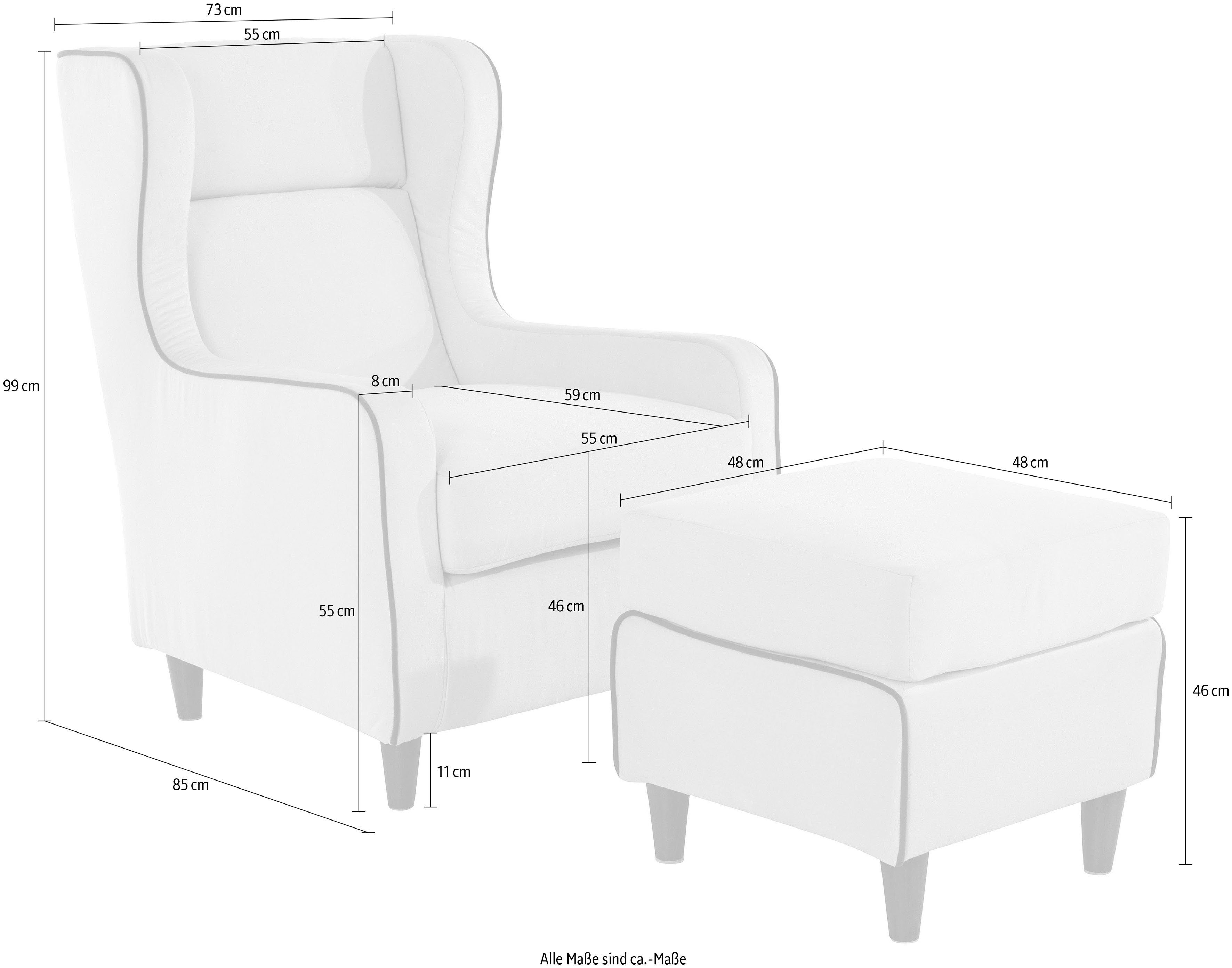 INOSIGN Oorfauteuil Thisted contrastkleurig - modern en fris, bxdxh: 73x85x99