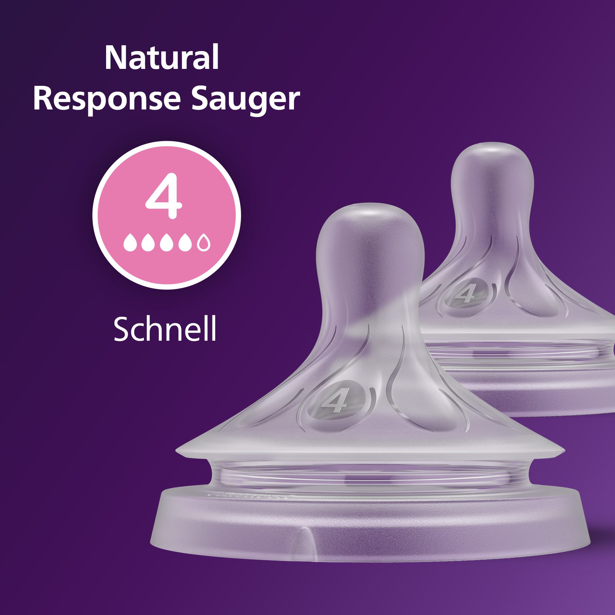 Philips AVENT Flesspeen Natural Response SCY964/02 2 stuks met anti-koliek ventiel, vanaf de 3e maand