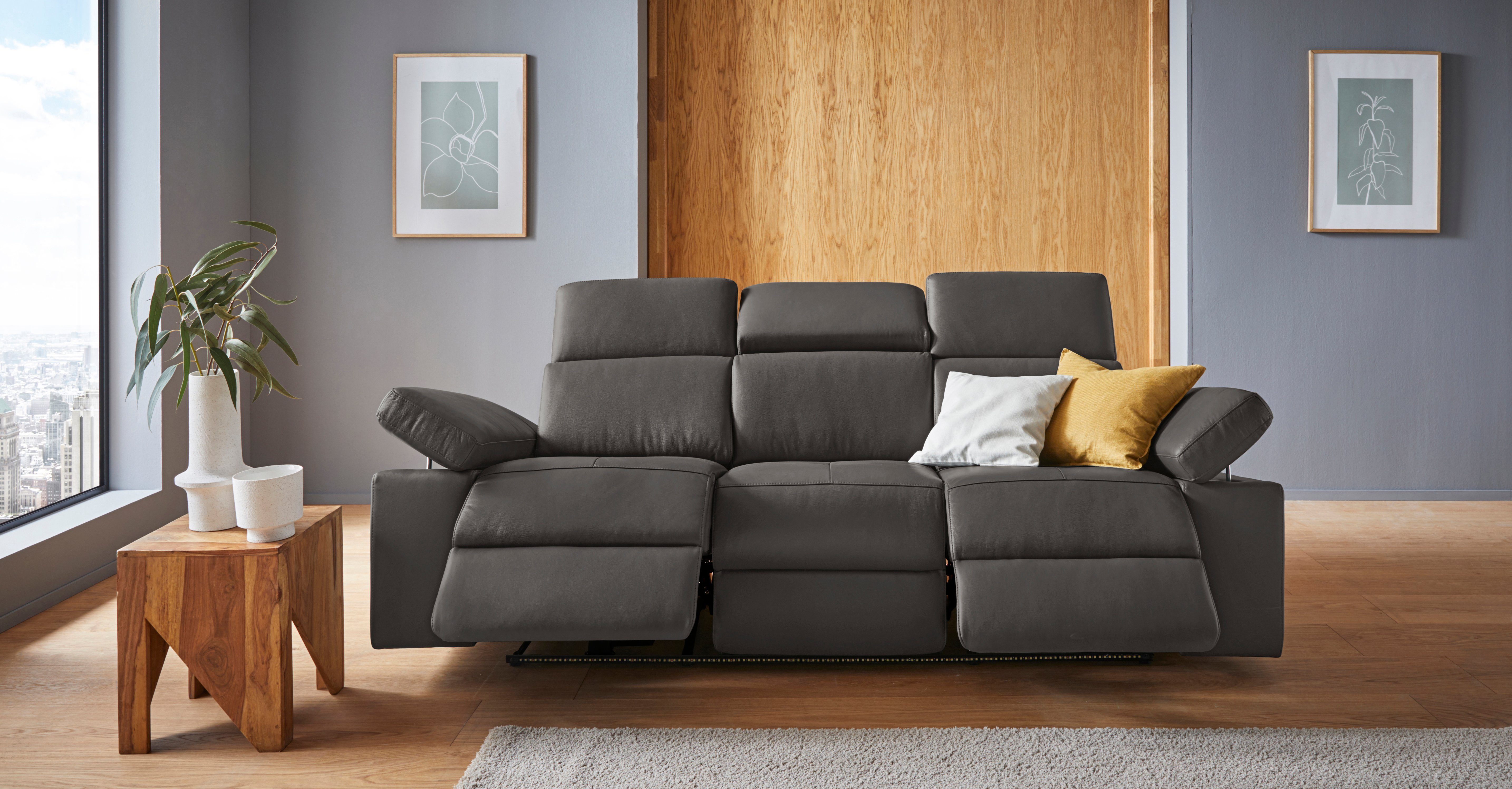 Places of Style 3-zitsbank Kilado met 2x relaxfunctie, verstelbare armleuning, verstelbare hoofdsteun