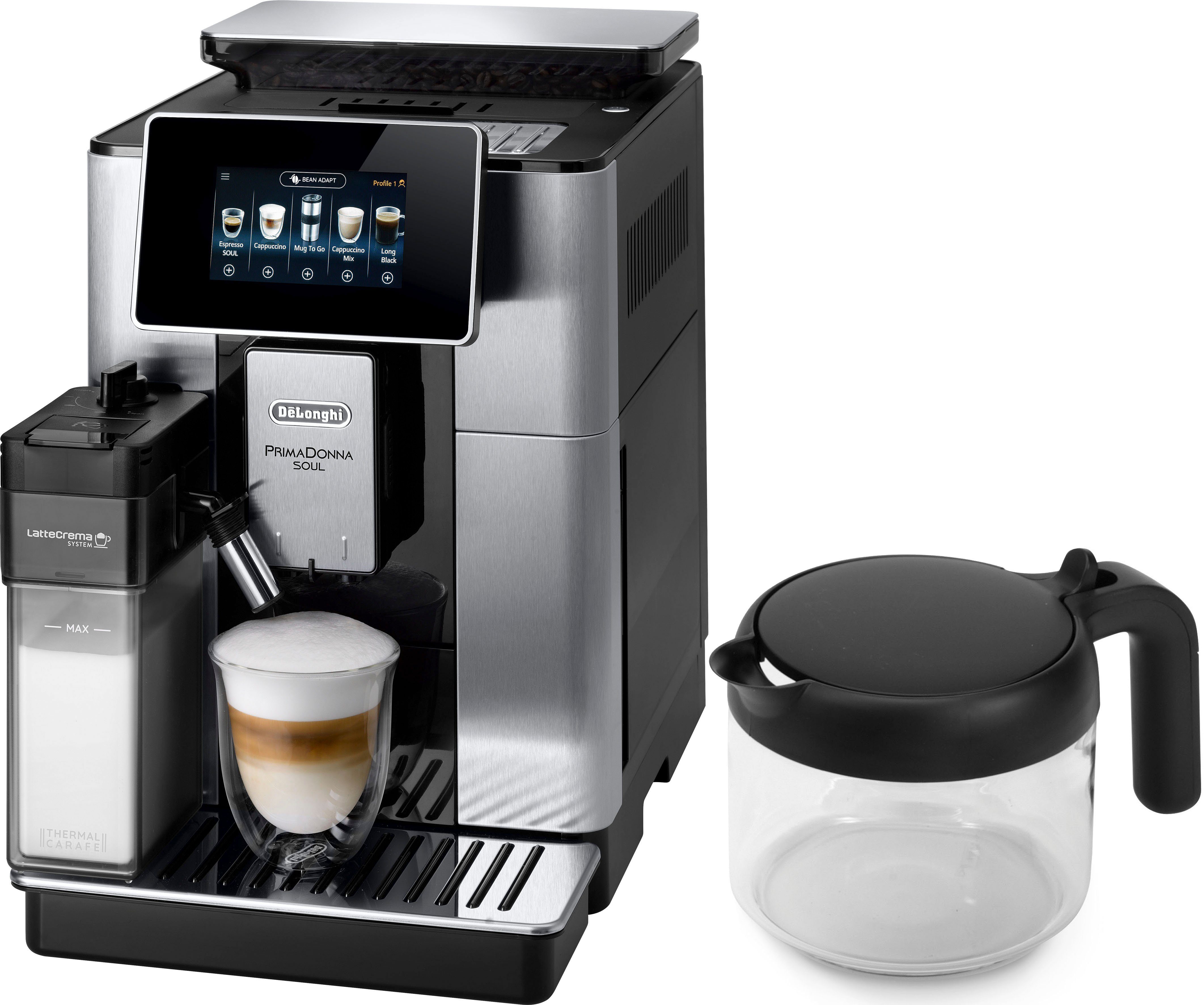 Volautomatisch koffiezetapparaat PrimaDonna Soul ECAM 610.75.MB met koffiekanfunctie, inclusief koffiepot t.w.v. € 29,99 online |
