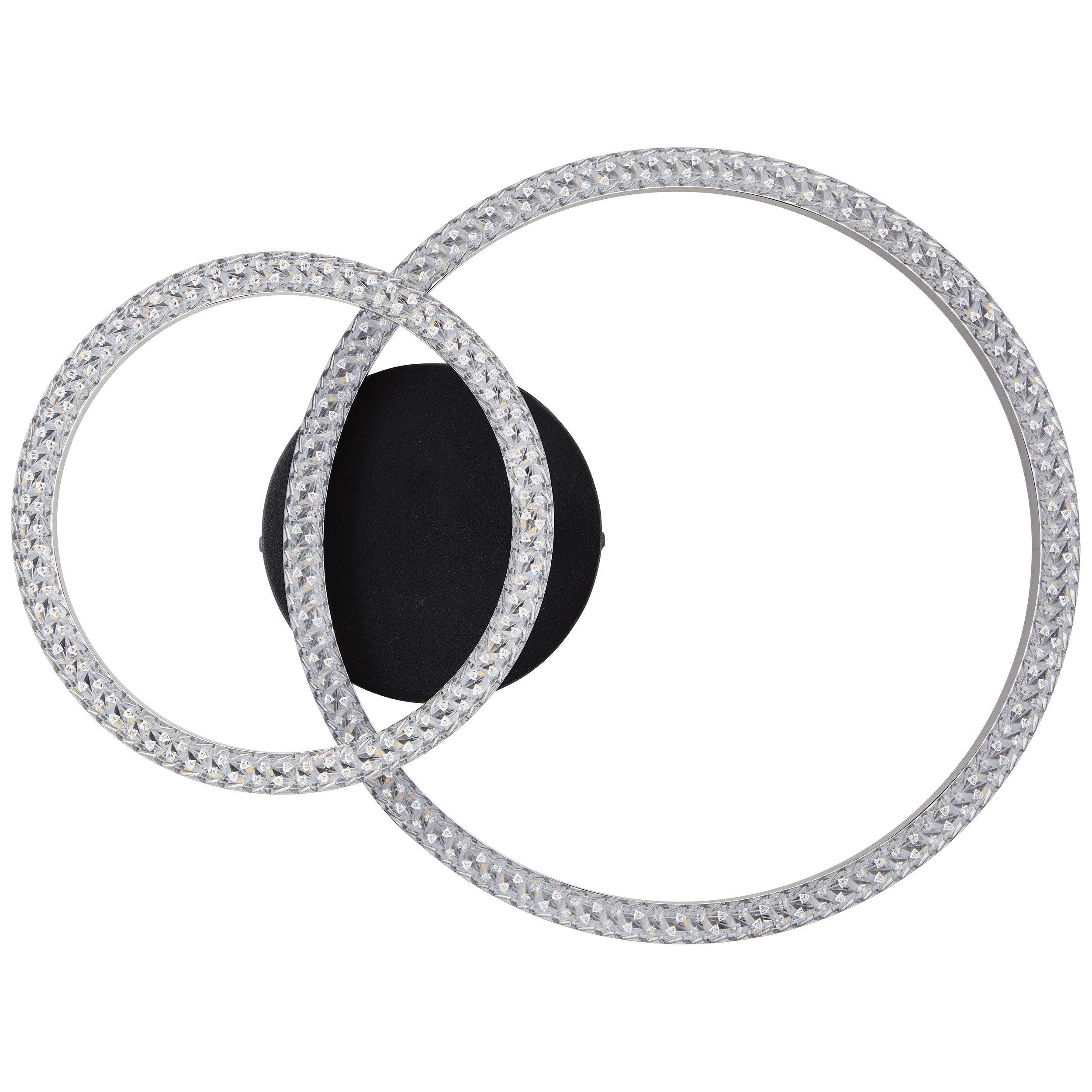 Brilliant Leuchten Led-plafondlamp AURELIA 40 x 30 cm, 2500 lm, 4000 k, draaibaar, kristaloptiek, zwart