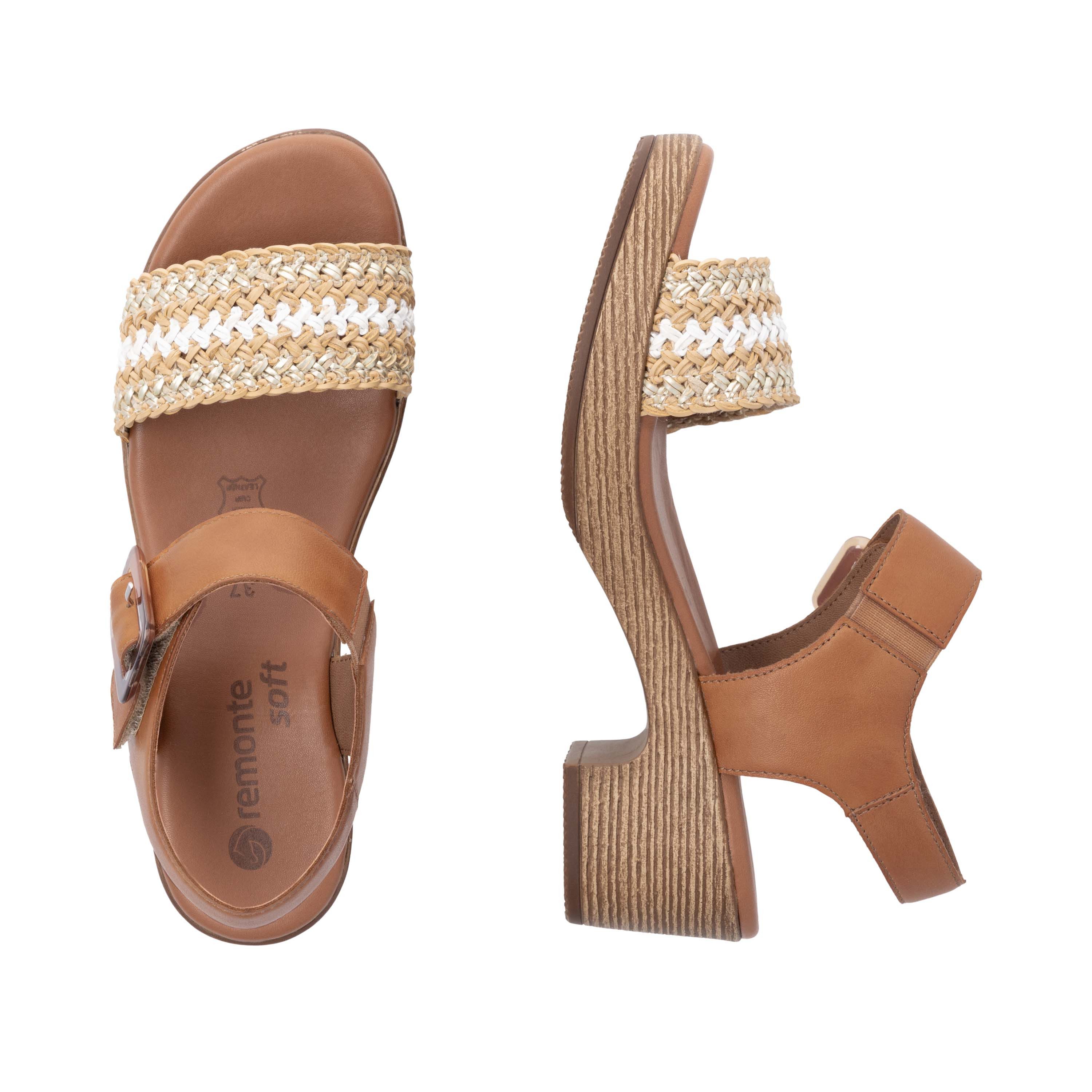 Remonte Sandaaltjes , blockhak, plateau, sandaal, zomerschoen met bandage in jute-look