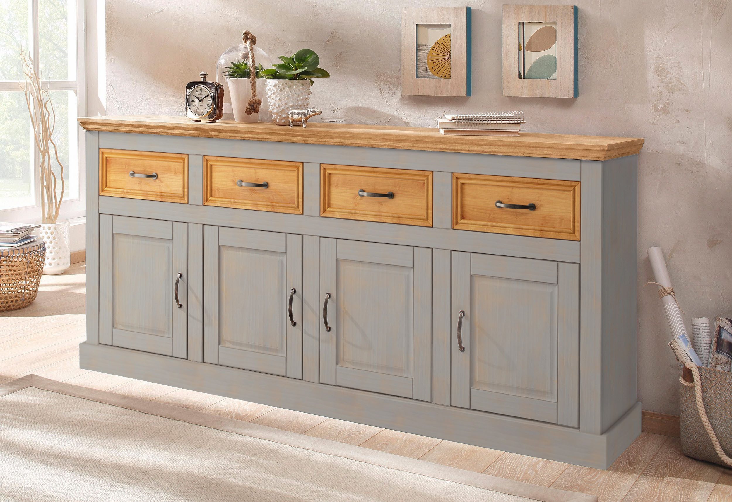 Home affaire Dressoir Selma Commode met 4 deuren en 4 lades. Breedte 192 cm