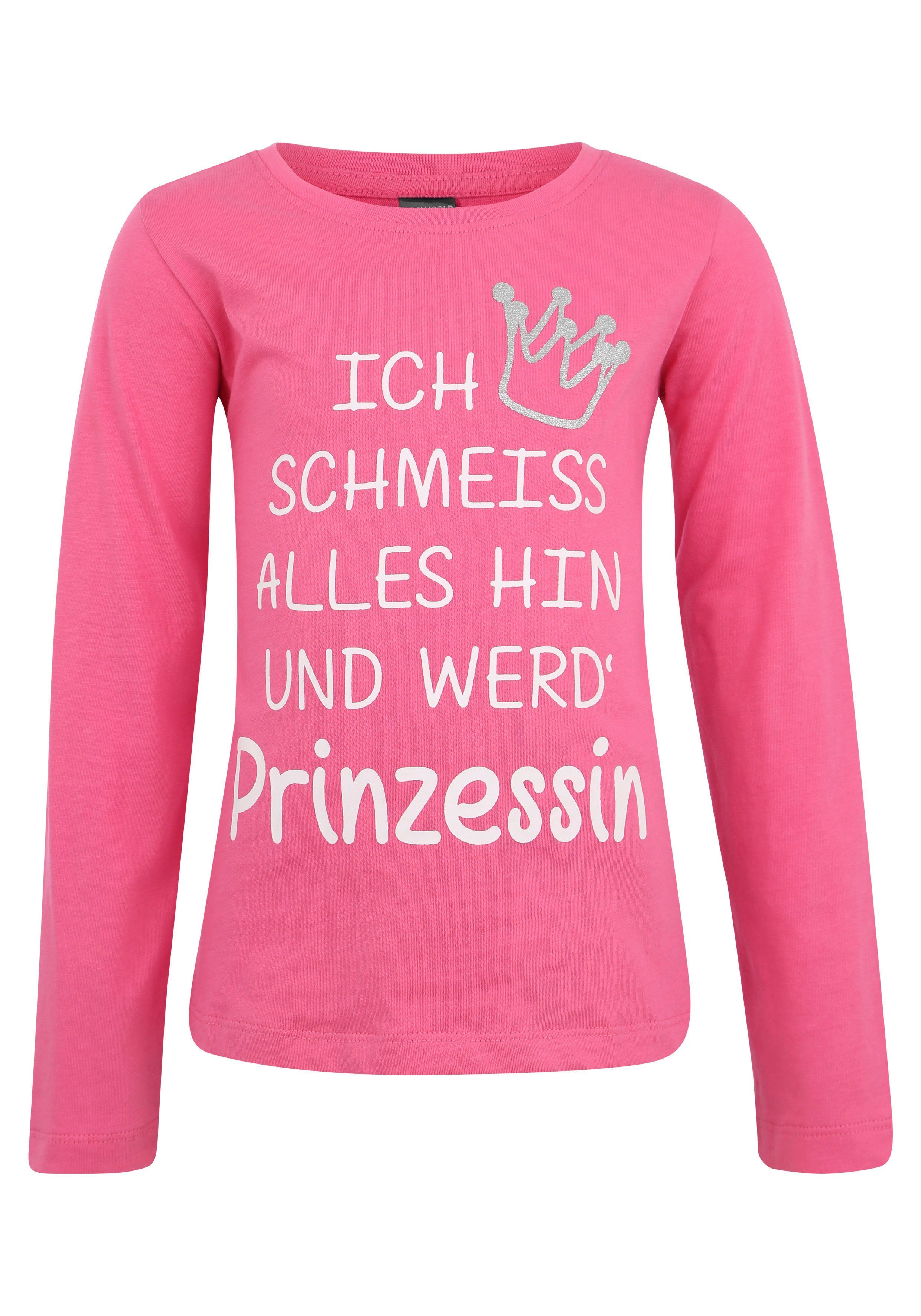 KIDSWORLD Shirt met lange mouwen Ich schmeiss alles hin und werd´ Prinzessin lange mouwen, basic pasvorm, met glinsterende print