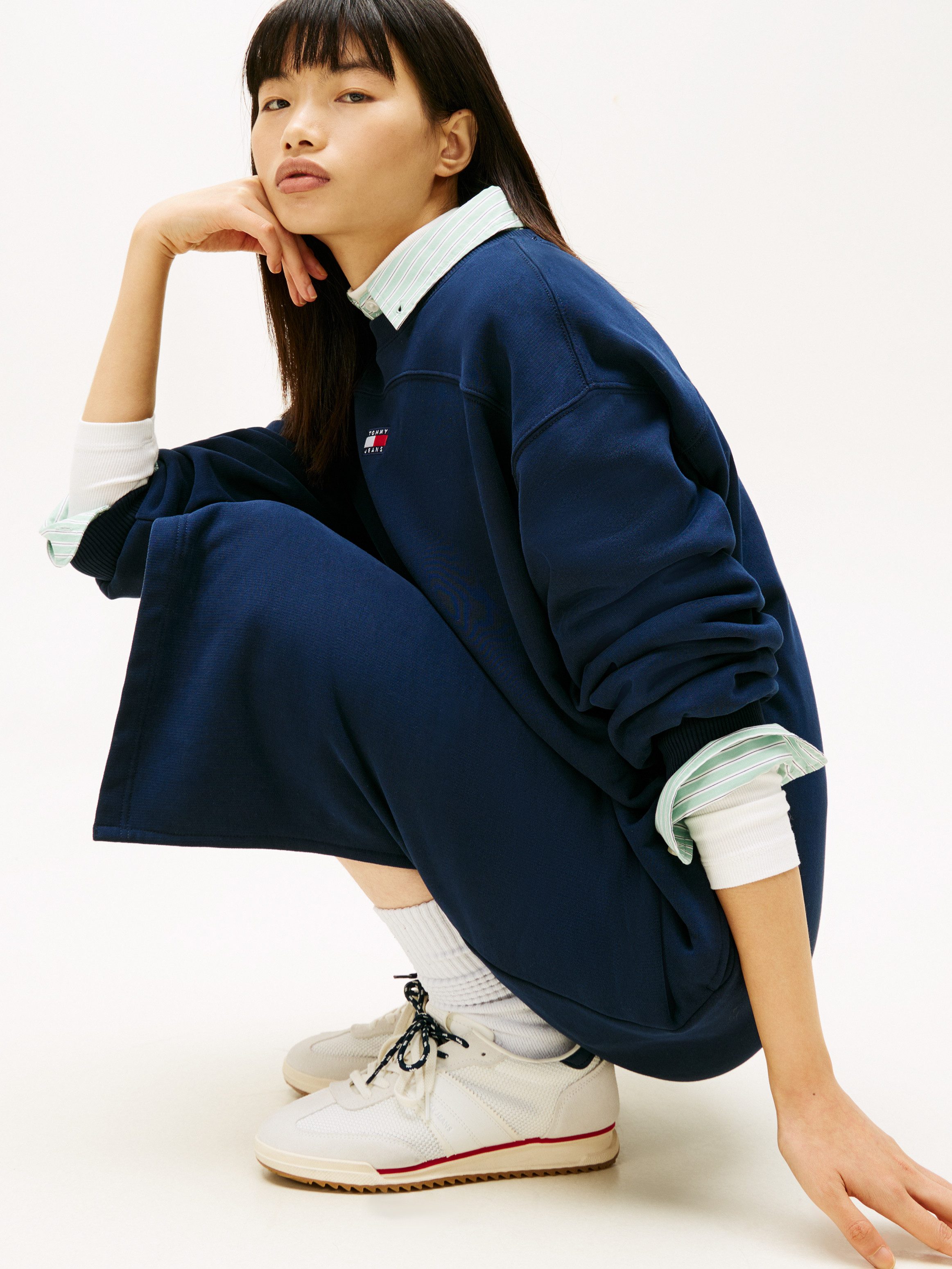 TOMMY JEANS Sweatjurk TJW BADGE SWEAT MIDI DRESS