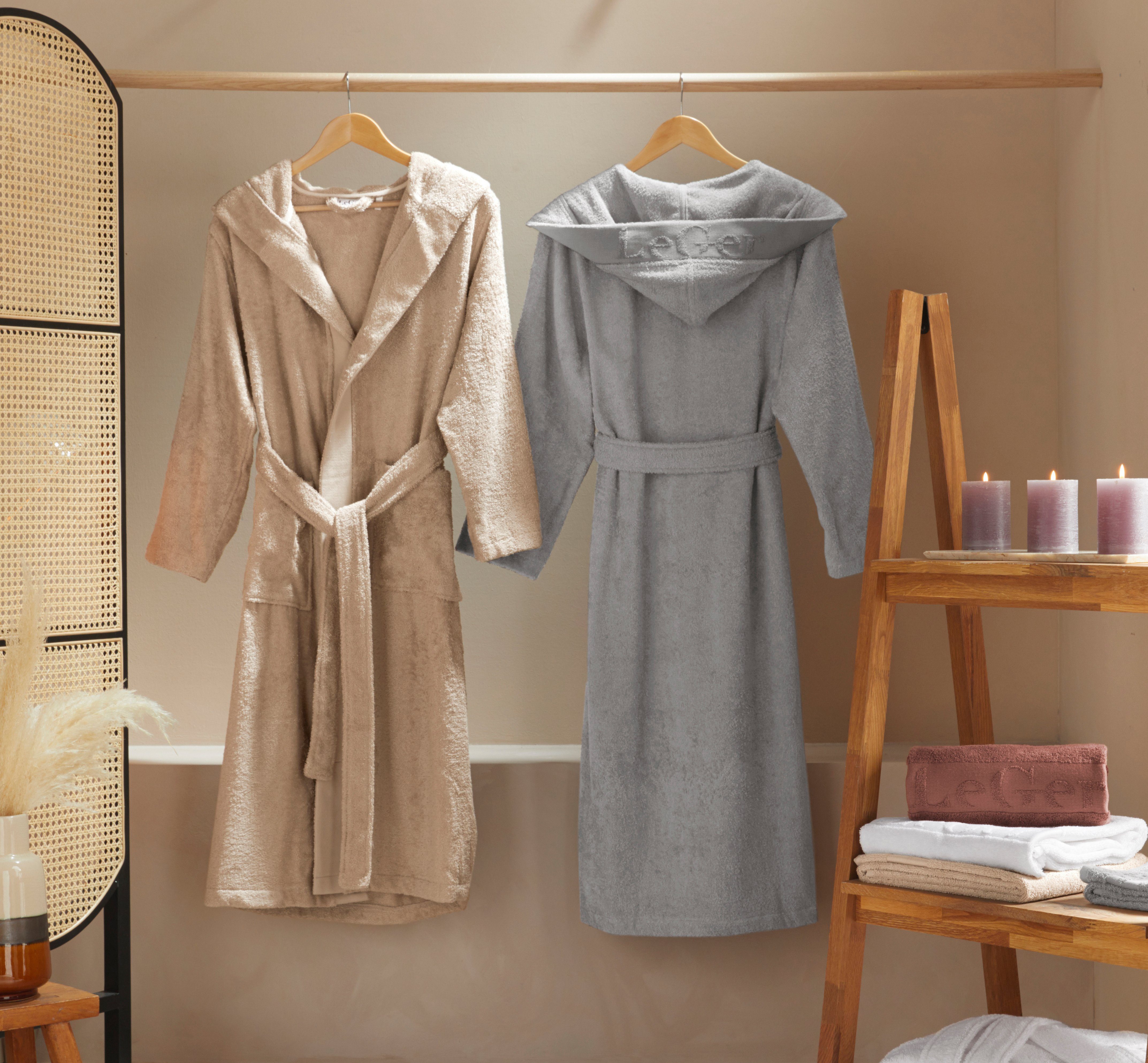 LeGer Home by Lena Gercke Damesbadjas Anisa Badjas met frotté logo op de capuchon, XS-2XL (1 stuk)