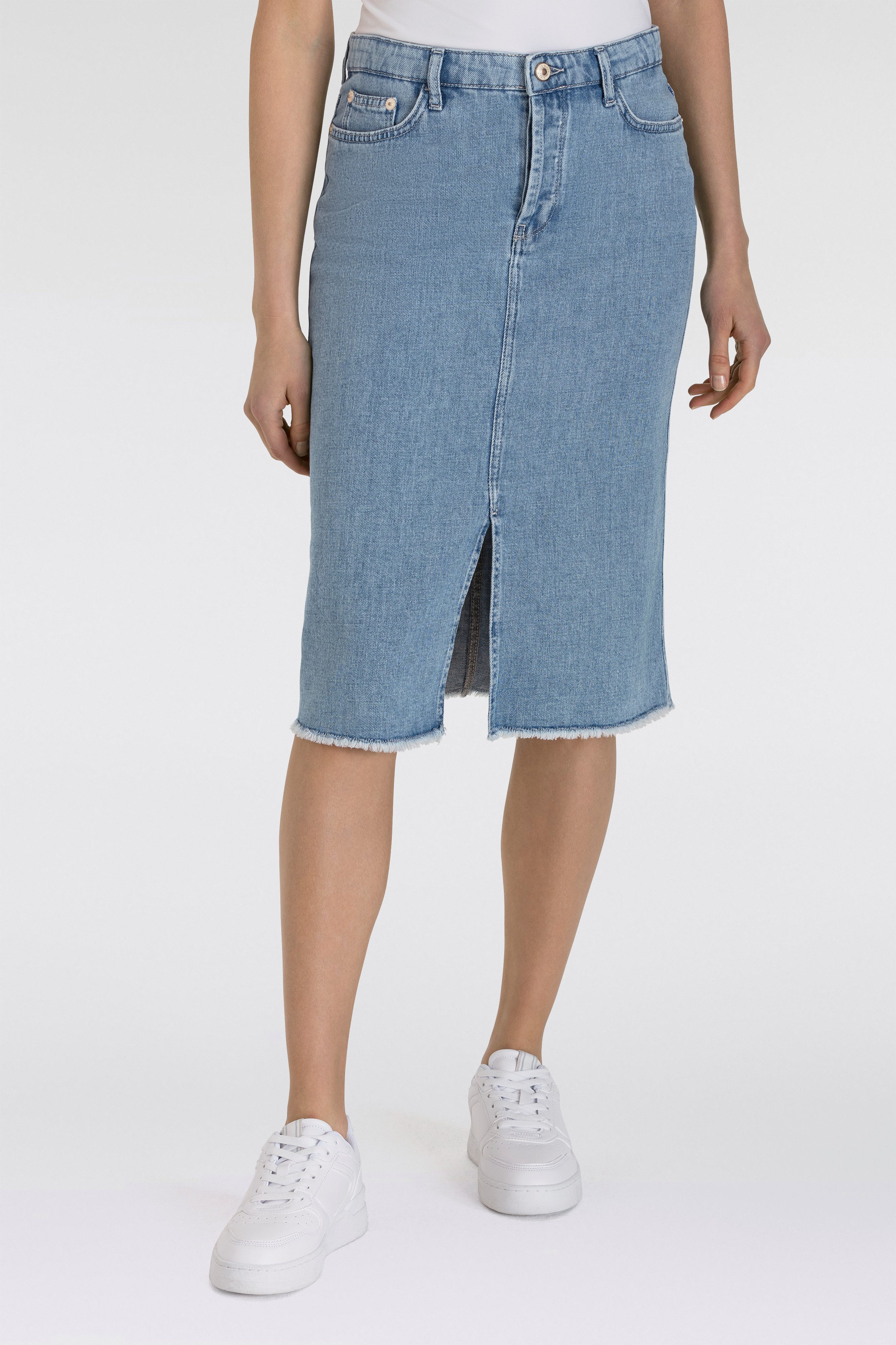 MAC Midirok MIDI SKIRT fringe dames rokken tot op de knie maat S blauw