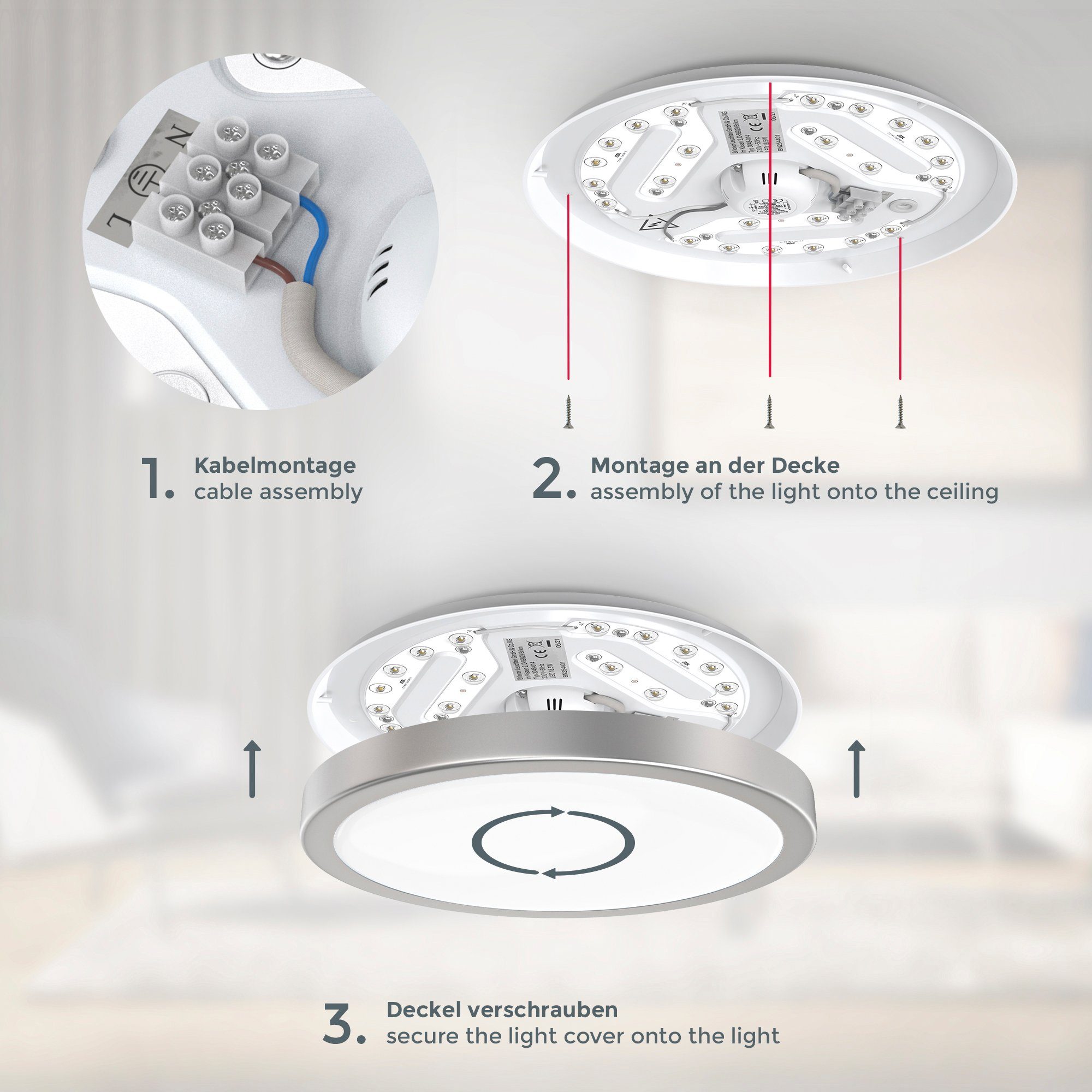B.K.Licht Led-plafondlamp BK_DL1519 LED plafondlamp, Ø28cm, 4000K neutraal wit licht (1 stuk)