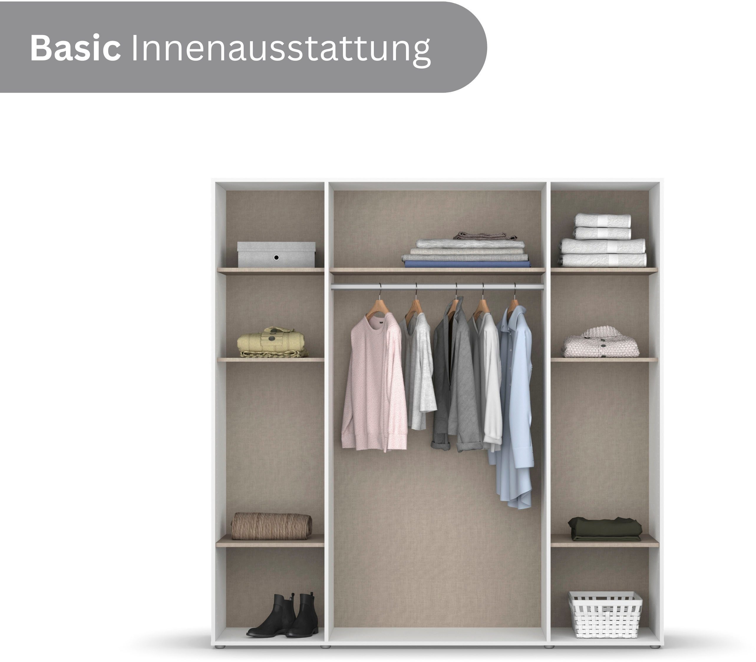 rauch Draaideurkast Kledingkast Kast Garderobe Wasmand NAGATA veel Opbergruimte met moderne stanggrepen in grijs metallic topseller made in germany