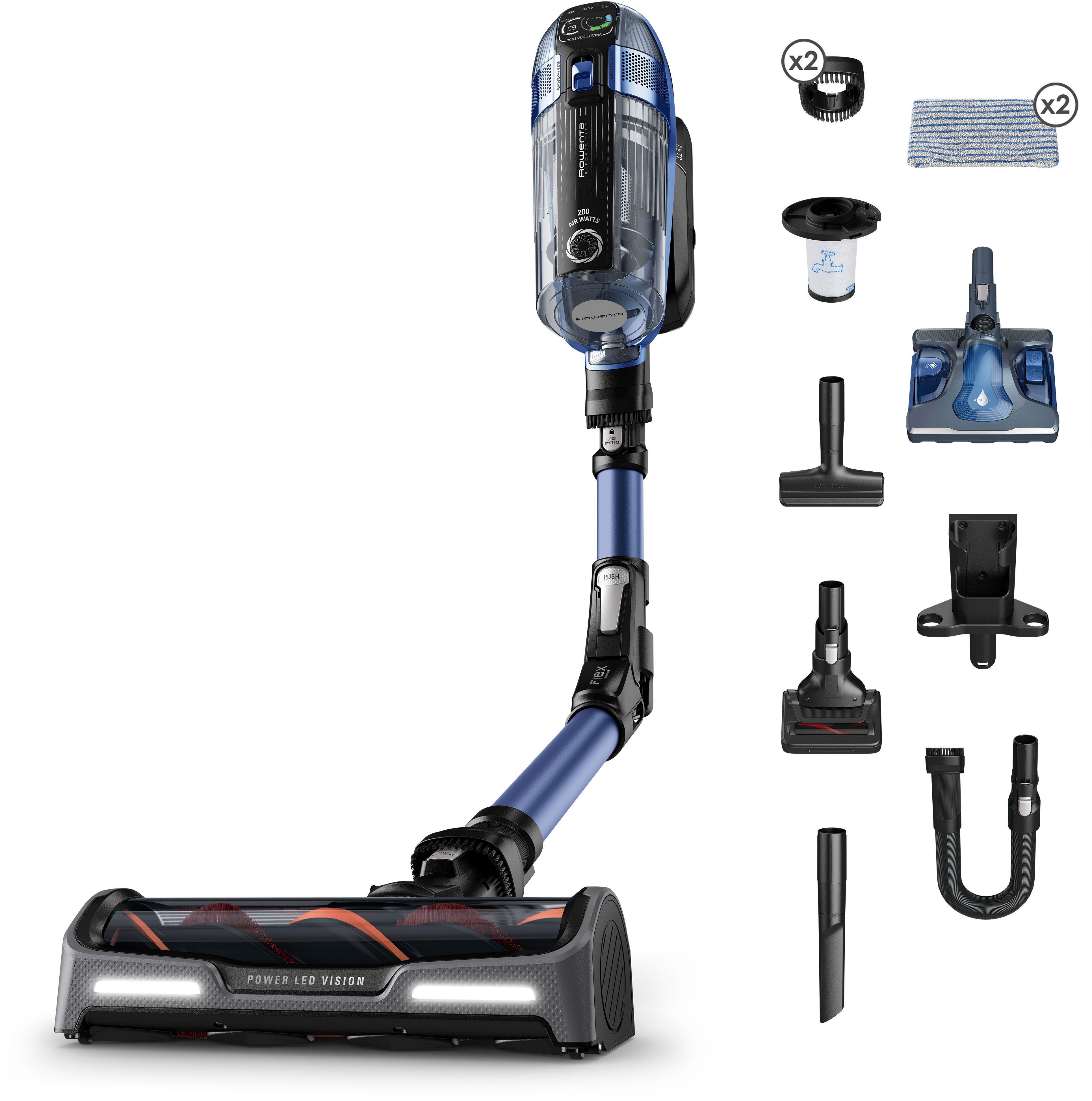 Rowenta Accu-kruimeldief en -stofzuiger RH99C0 X-Force Flex 14.60 Aqua krachtig, aqua zuigmond, hoge inhoud, flex-gewricht