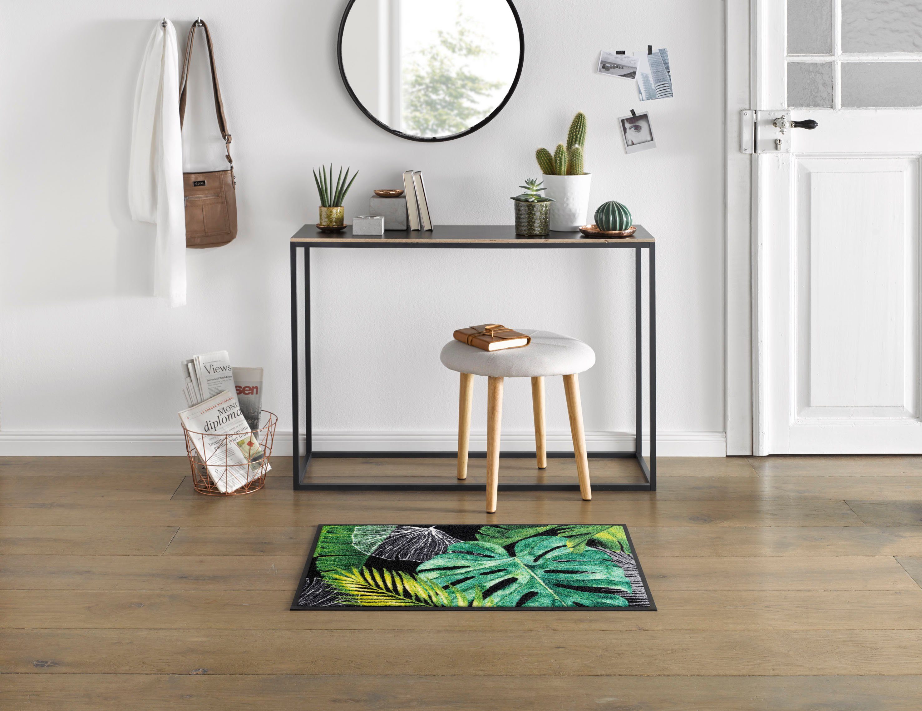 wash+dry by Kleen-Tex Mat Neoflora Inloopmat, motief blaadjes gatenplant, antislip, wasbaar