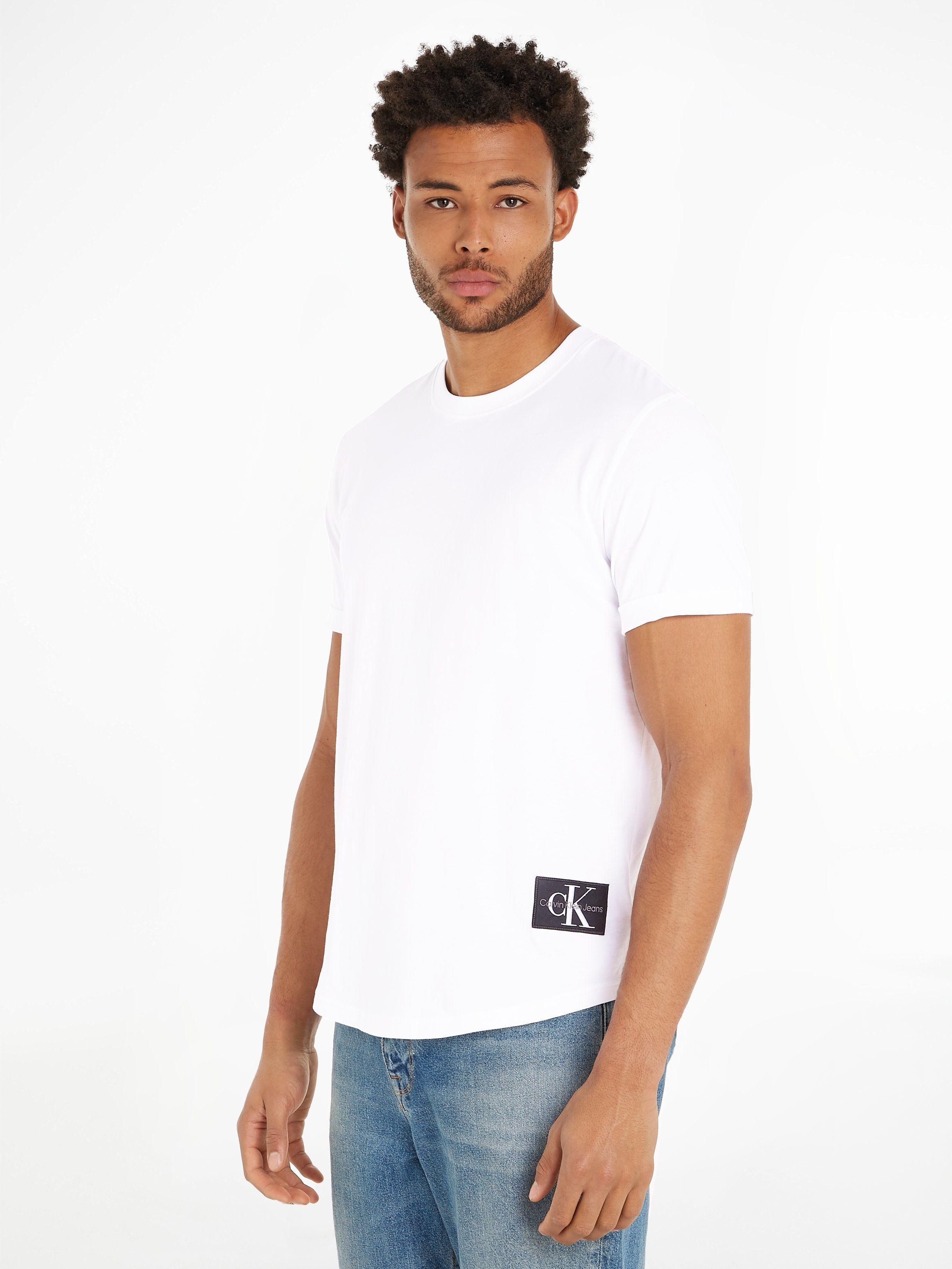 Calvin Klein T-shirt BADGE TURN UP SLEEVE heren t-shirts maat S wit