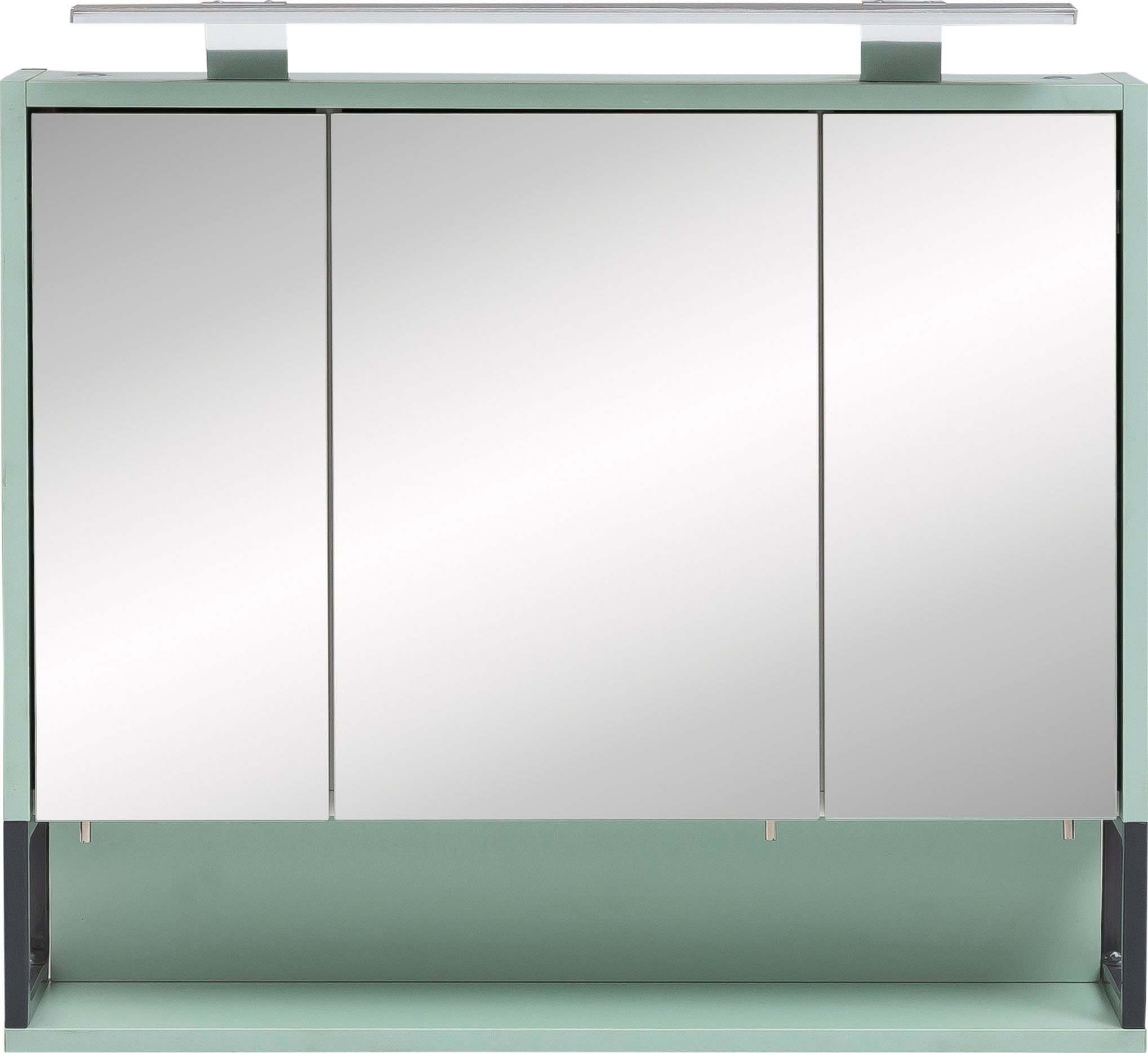 Schildmeyer Spiegelkast Limoen Breedte 70 cm, 3-deurs, ledverlichting, schakelaar-/stekkerdoos