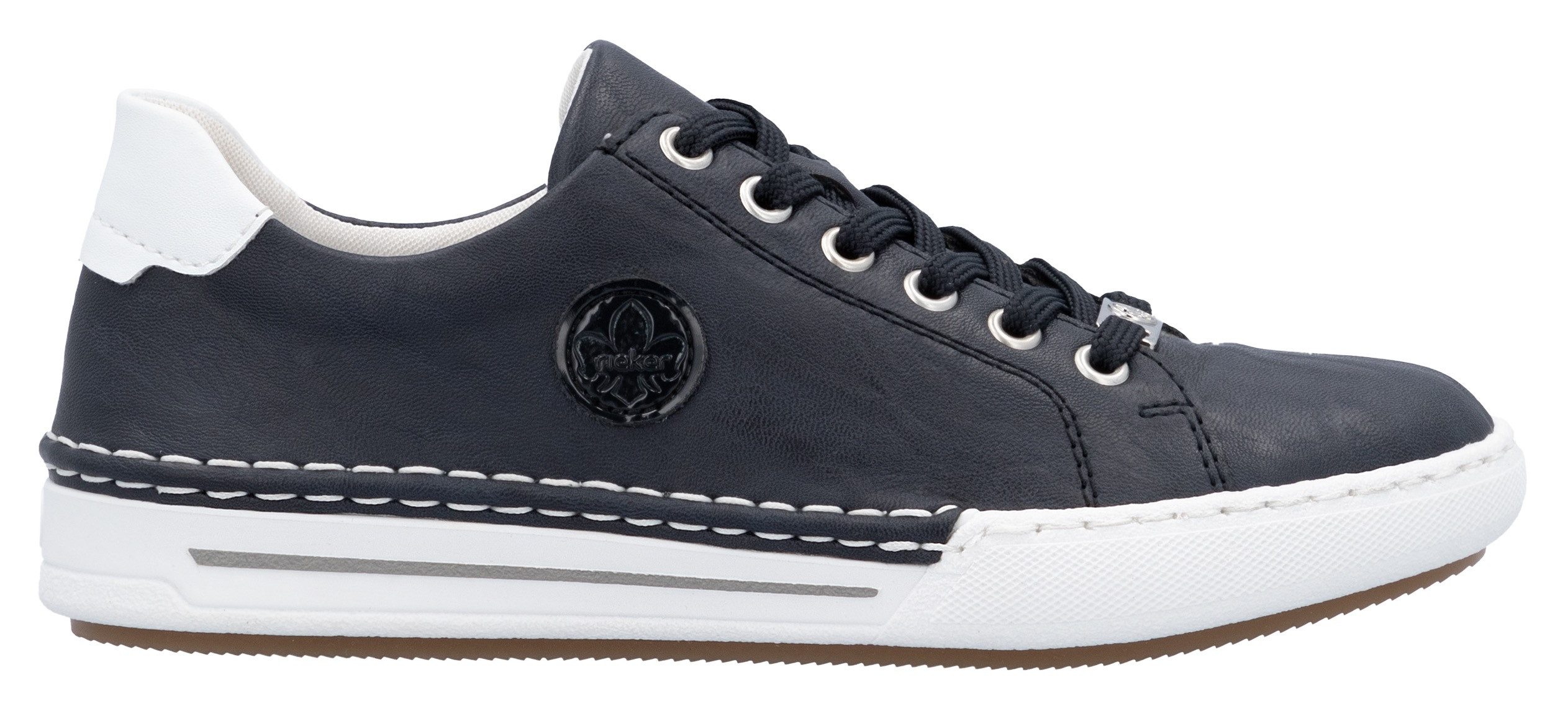 Rieker Plateausneakers , veterschoenen, lage schoen, vrijetijdsschoen met witte randnaad