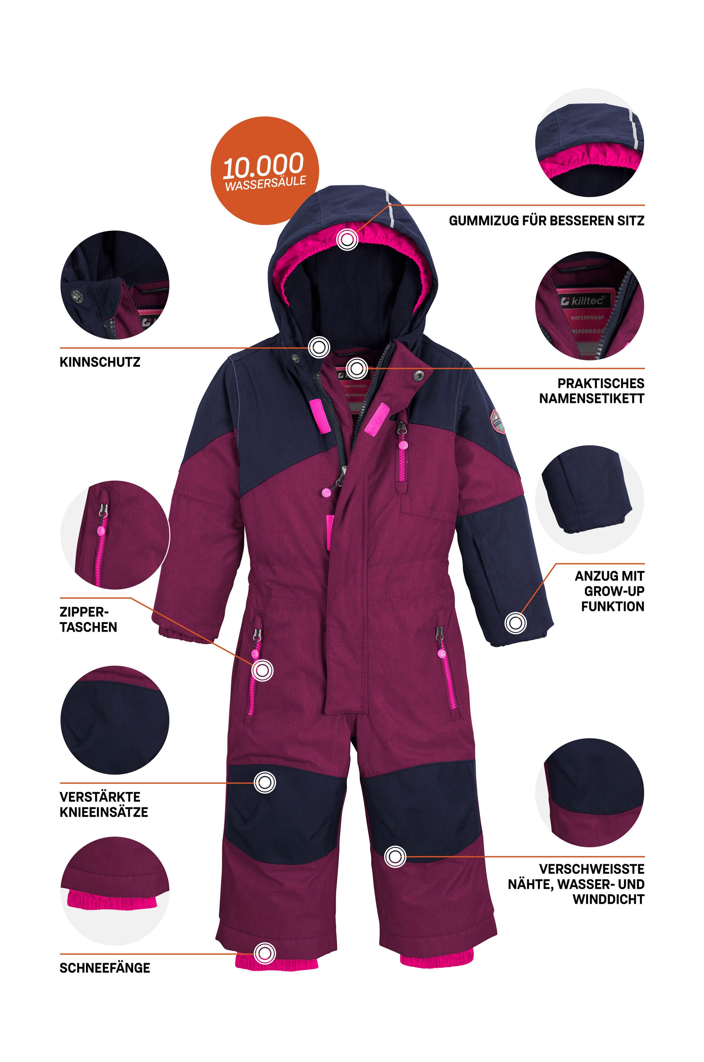 Killtec Skipak Kesley Mini Skioverall, wind- en waterdicht, fleece binnenin
