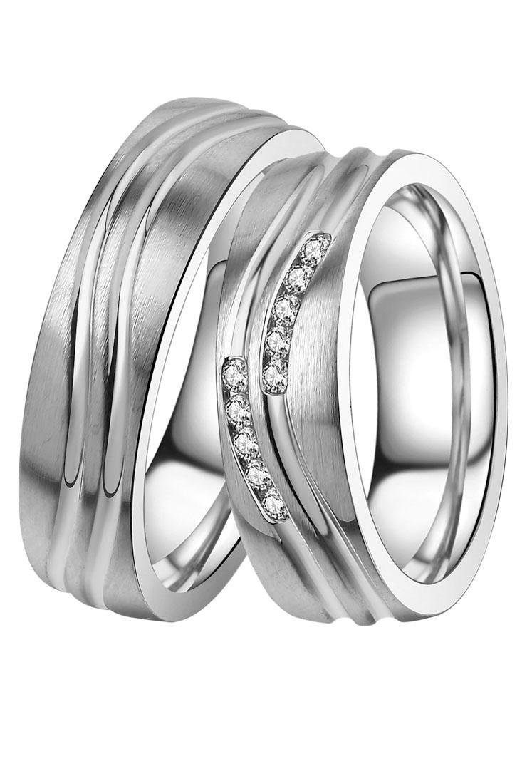 DOOSTI Trouwring Sieraden cadeau roestvrijstalen trouwring partnerring LIEBE unisex ringen maat 56 zilver(kleur)