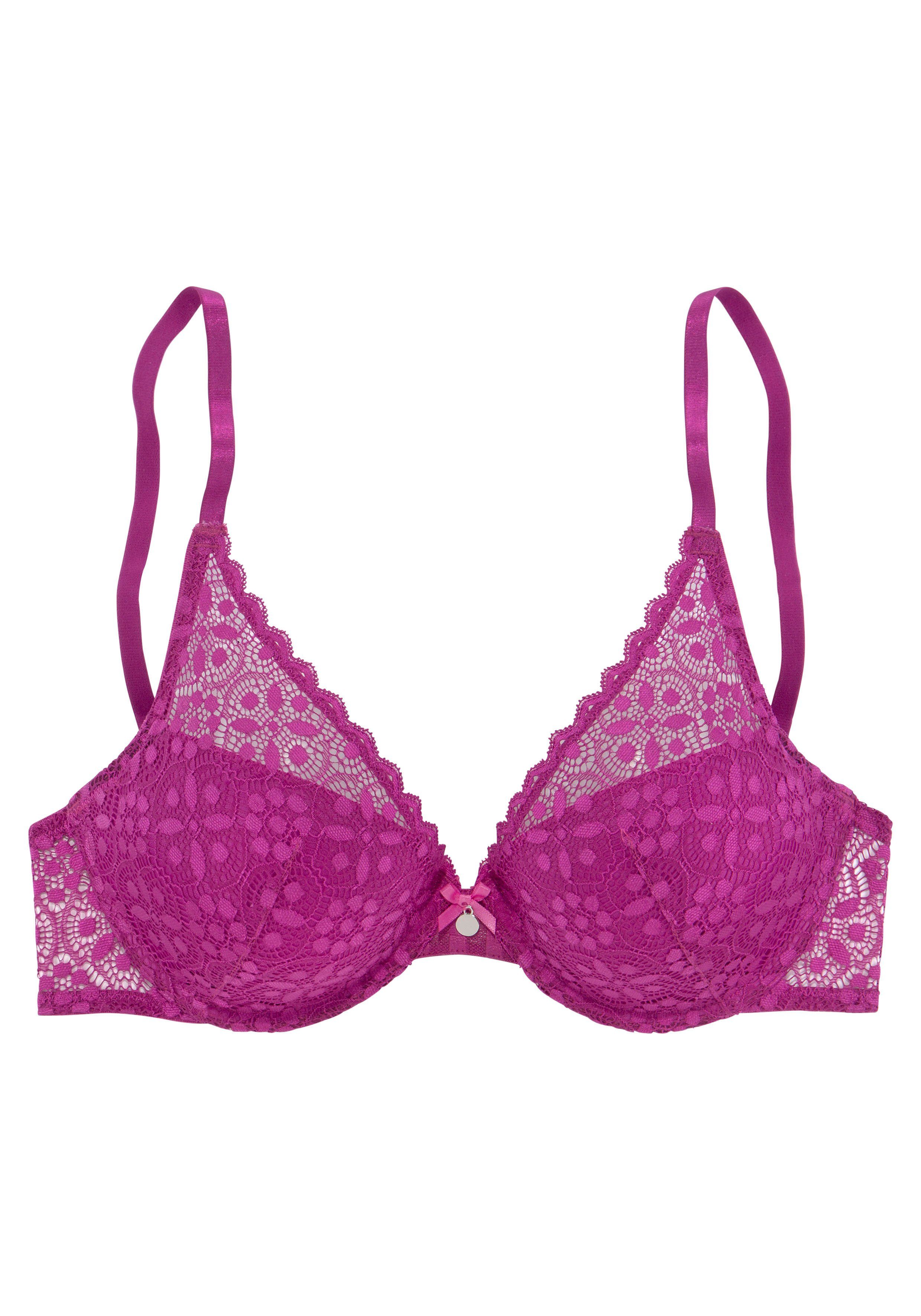 s.Oliver RED LABEL Beachwear Push-up-bh AMELIE van transparante bloemetjeskant, dessous