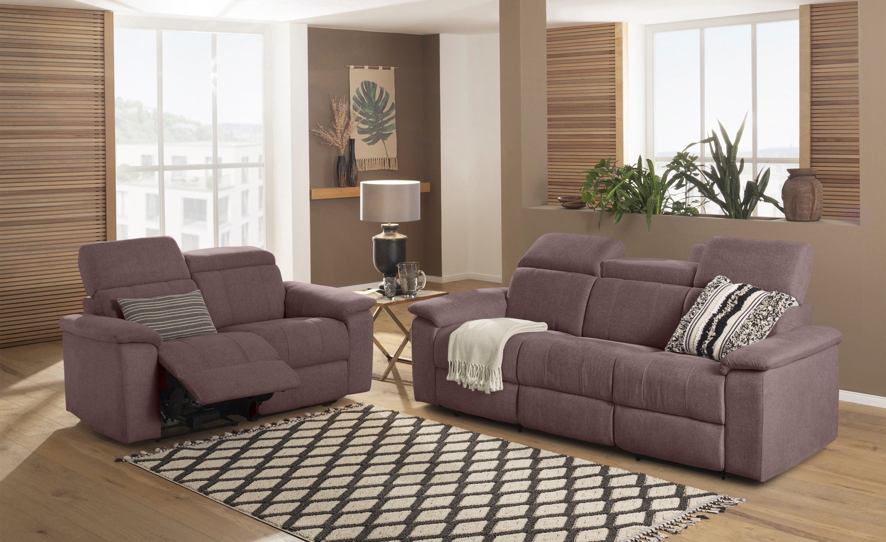 Home affaire Zithoek Binado met handmatige of elektrische relaxfunctie met usb-aansluiting (set, 2-delig)