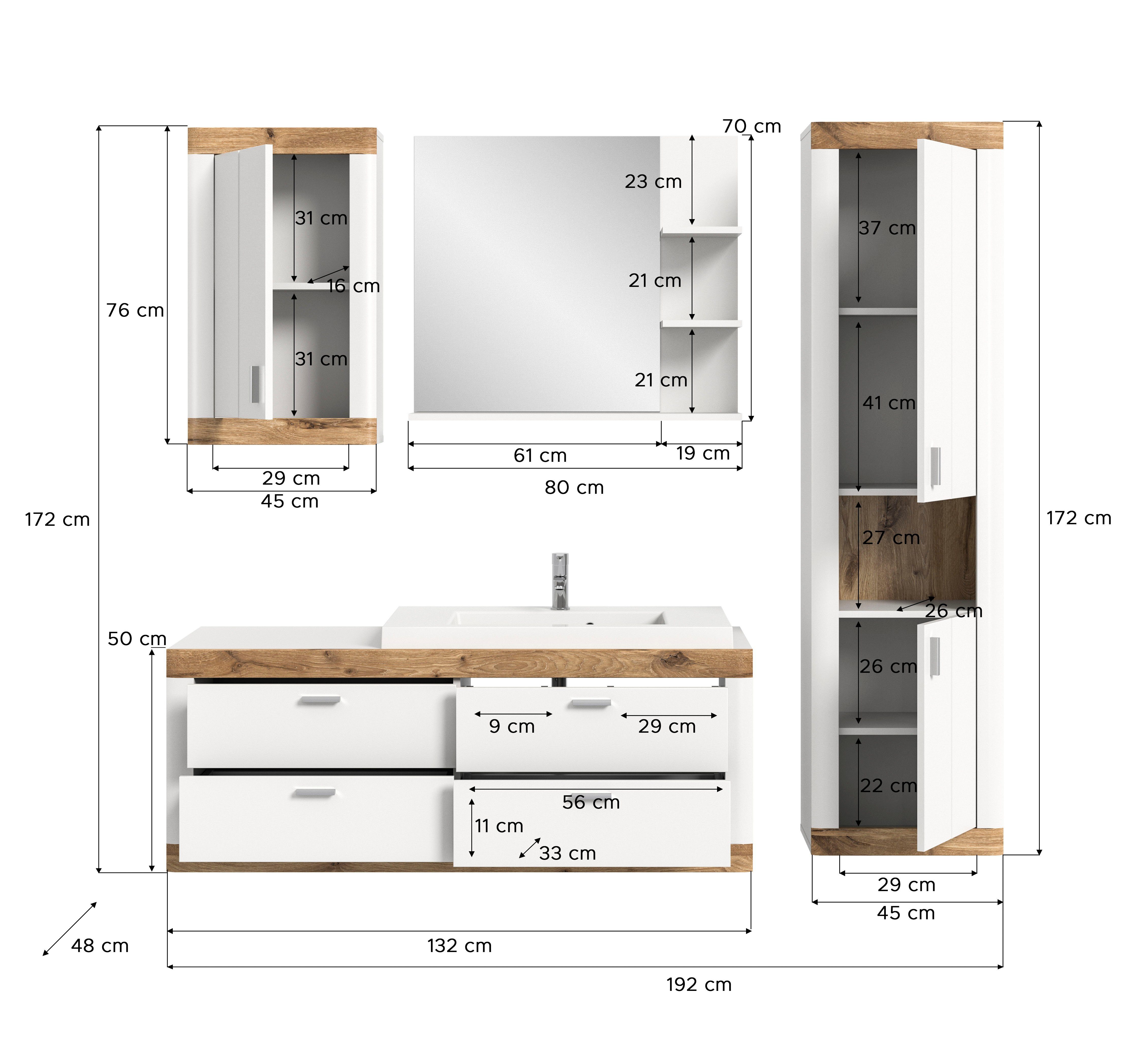 Home affaire Badkamerserie Landsby, 4-delig, inclusief mineralen gietwasbak, bestaande uit: (set, 4-delig)