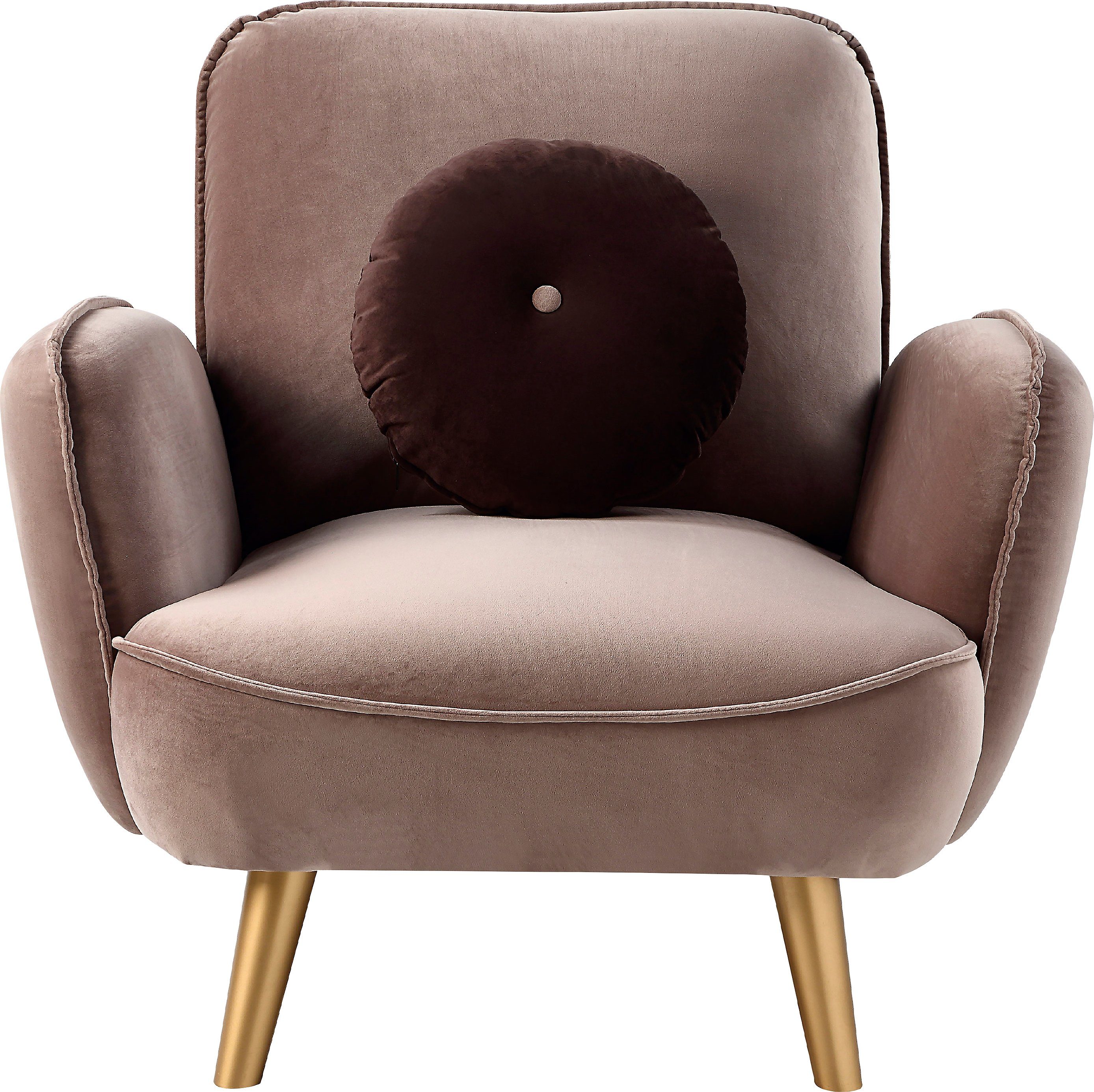 ATLANTIC home collection Fauteuil Ben met nosagvering, incl. sierkussens en gouden massief houten poten