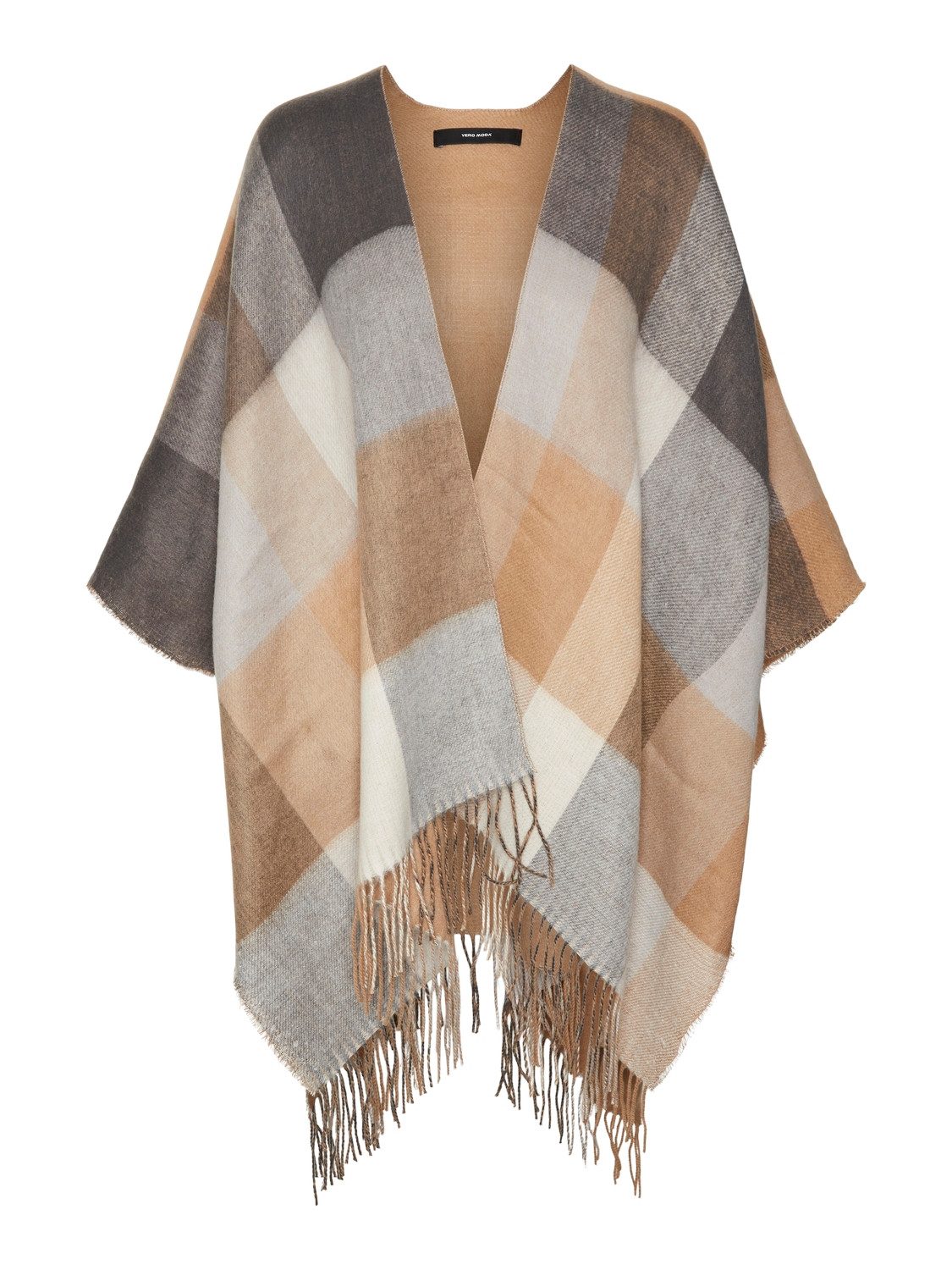 Geruite Poncho in Tiger Eye Kleuren Vero Moda , Multicolor , Dames