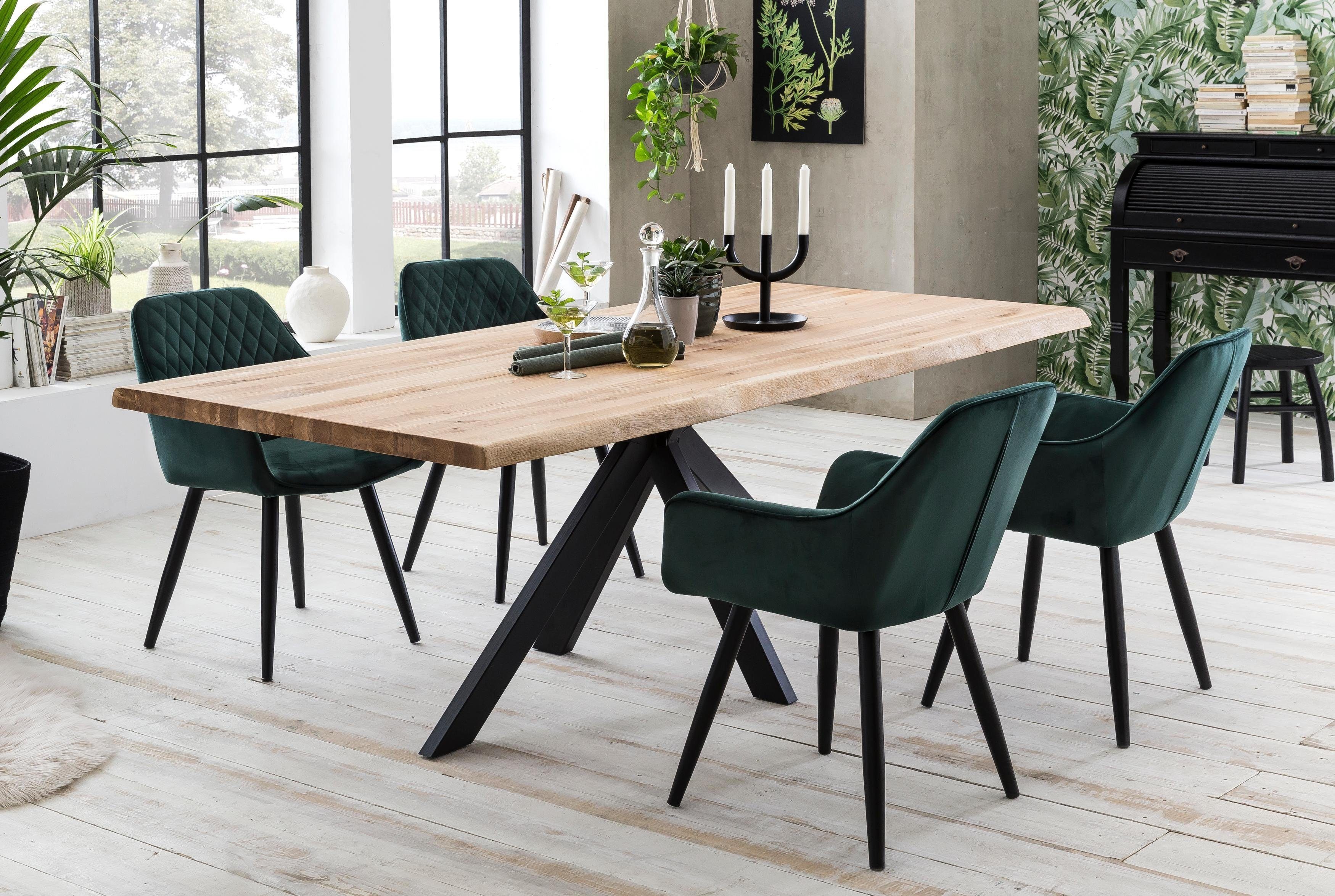 Home affaire Eettafel TRISTAN Massief wild eiken met echte boomrand