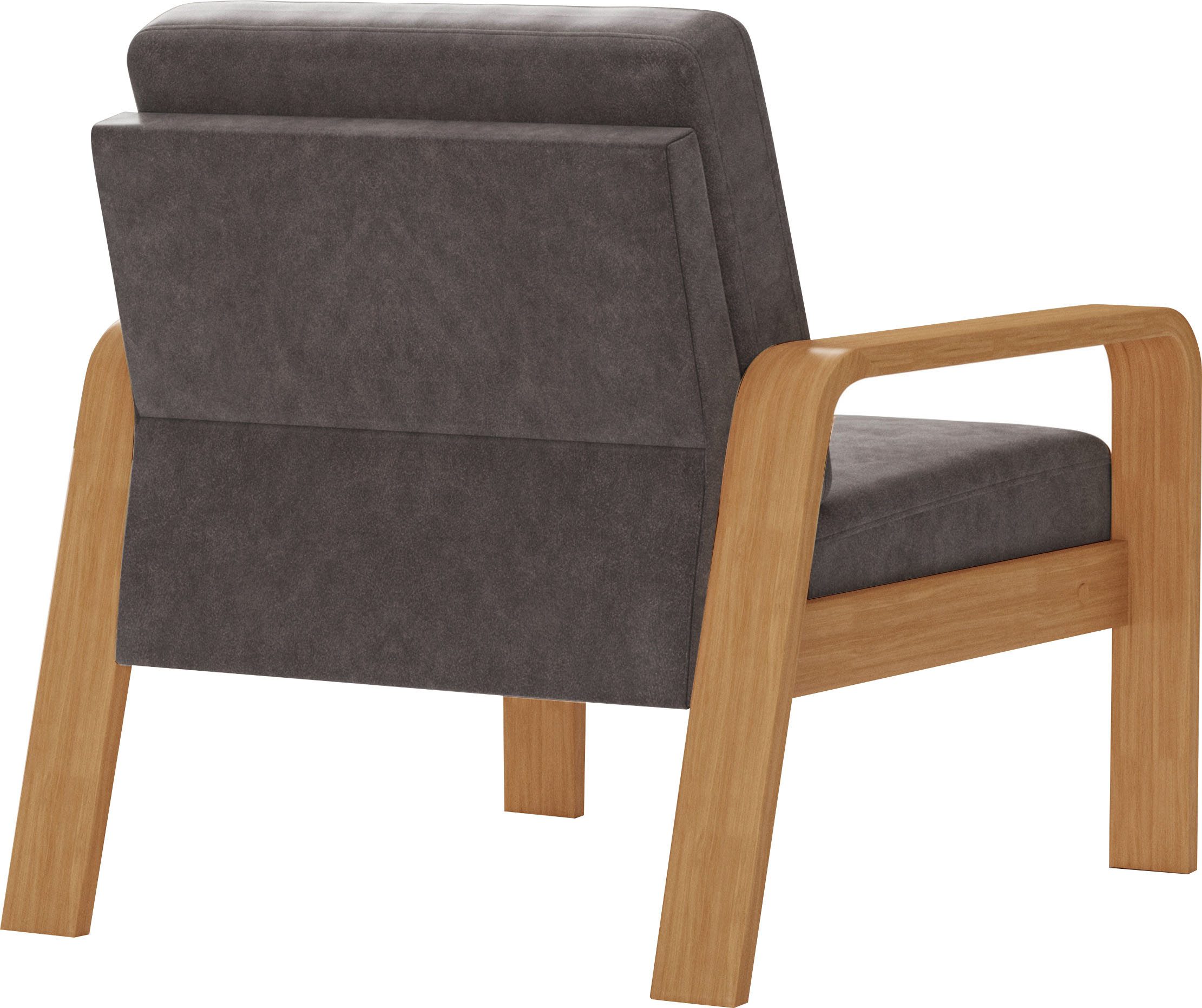 sit&more Fauteuil Kolding Armleuningen van eikenkleurig beukenhout, verschillende bekledingen en kleuren