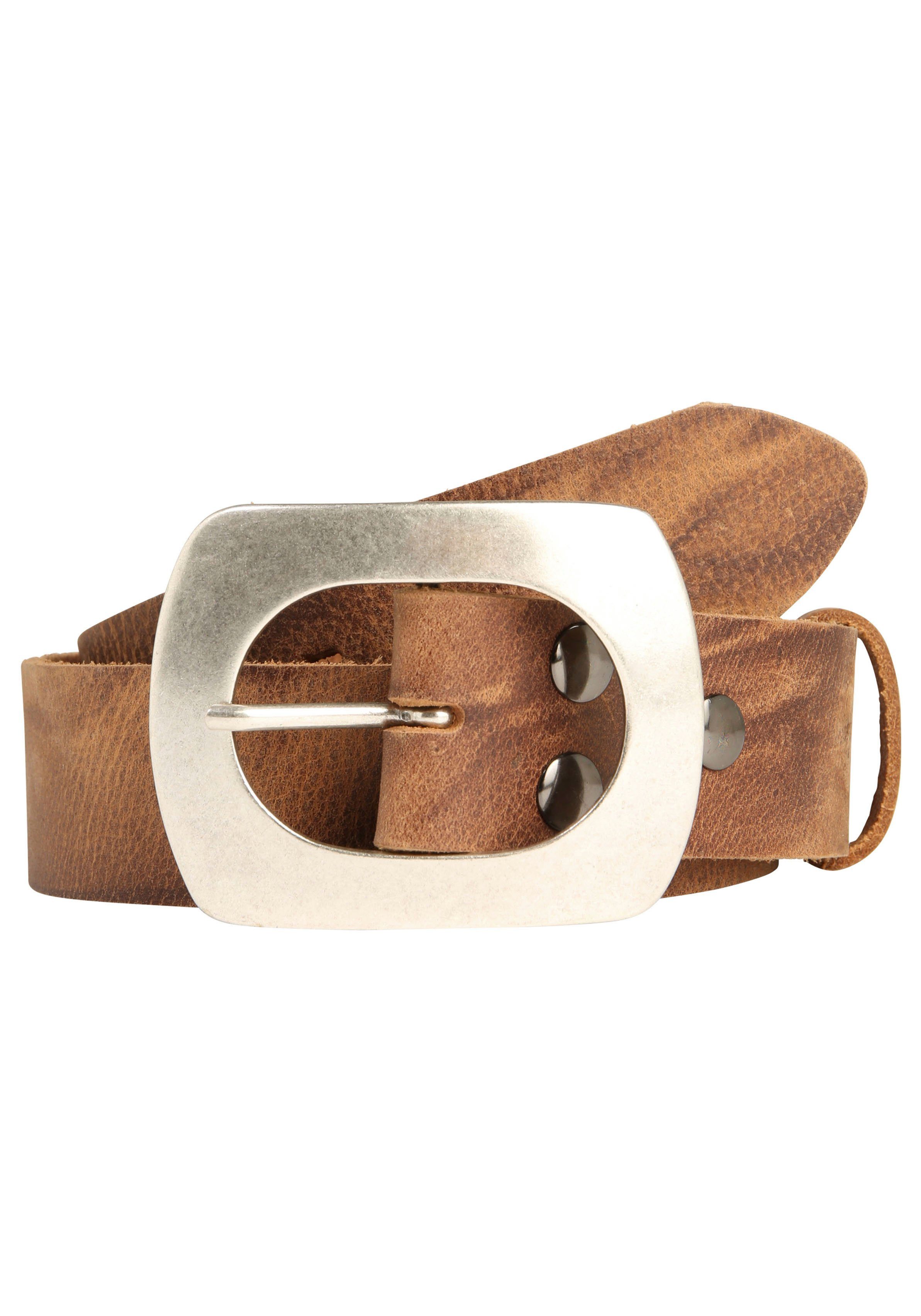 RETTUNGSRING by showroom 019° Leren riem met verwisselbare sluiting "spa doorn" unisex riemen maat 90 bruin