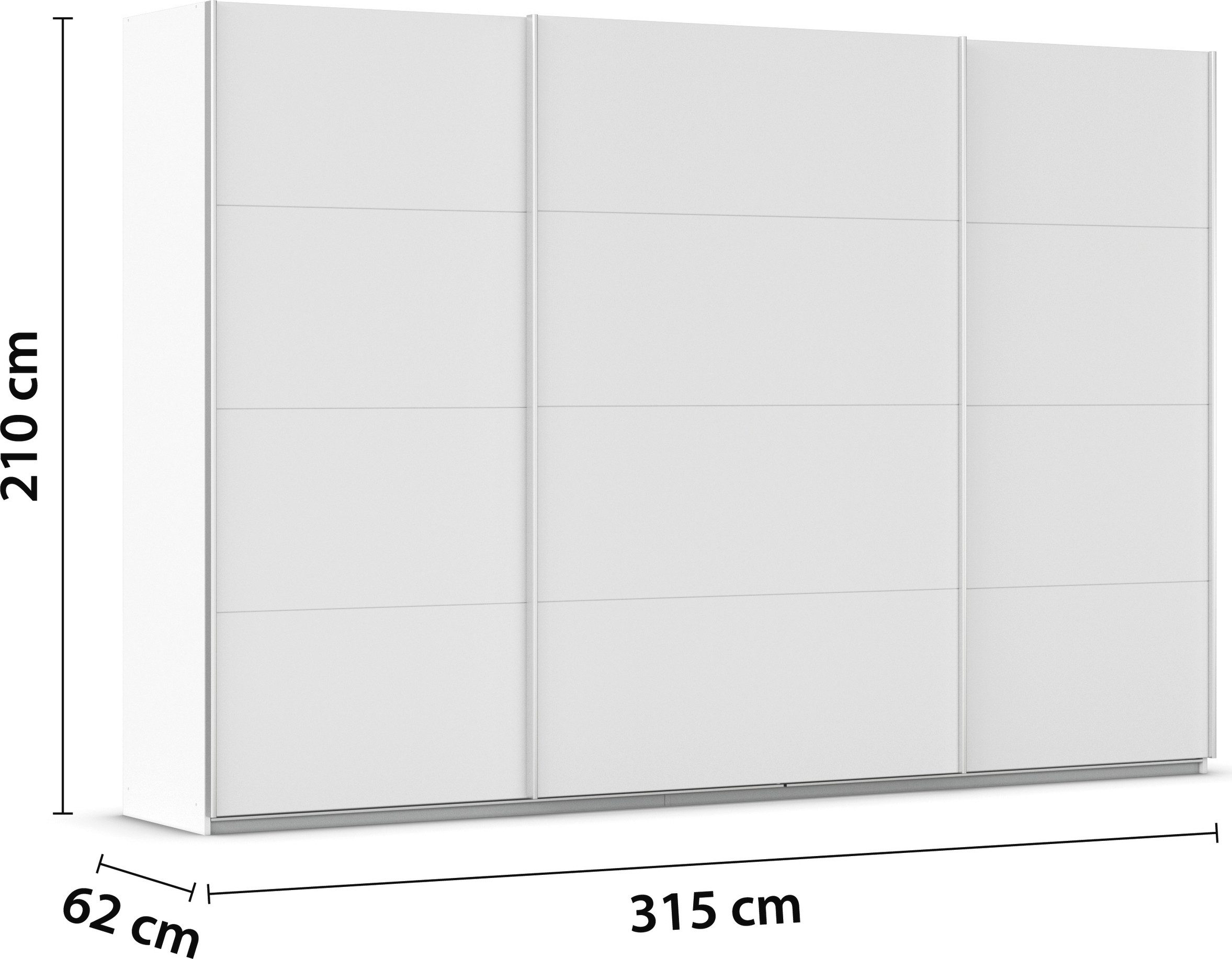 rauch Schuifdeurkast Kledingkast kast garderobe AGORDO met decor- of hoogglansfront doordachte binnenuitrusting, in 4 breedtes en 2 hoogtes made in germany