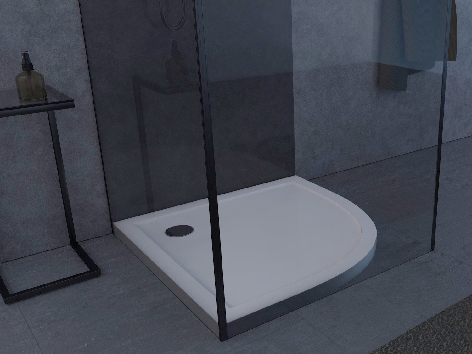 Marwell Ronde douchebak Kwartcirkel 90x 90 cm, hoogte 4 cm, 90 cm x 90 cm