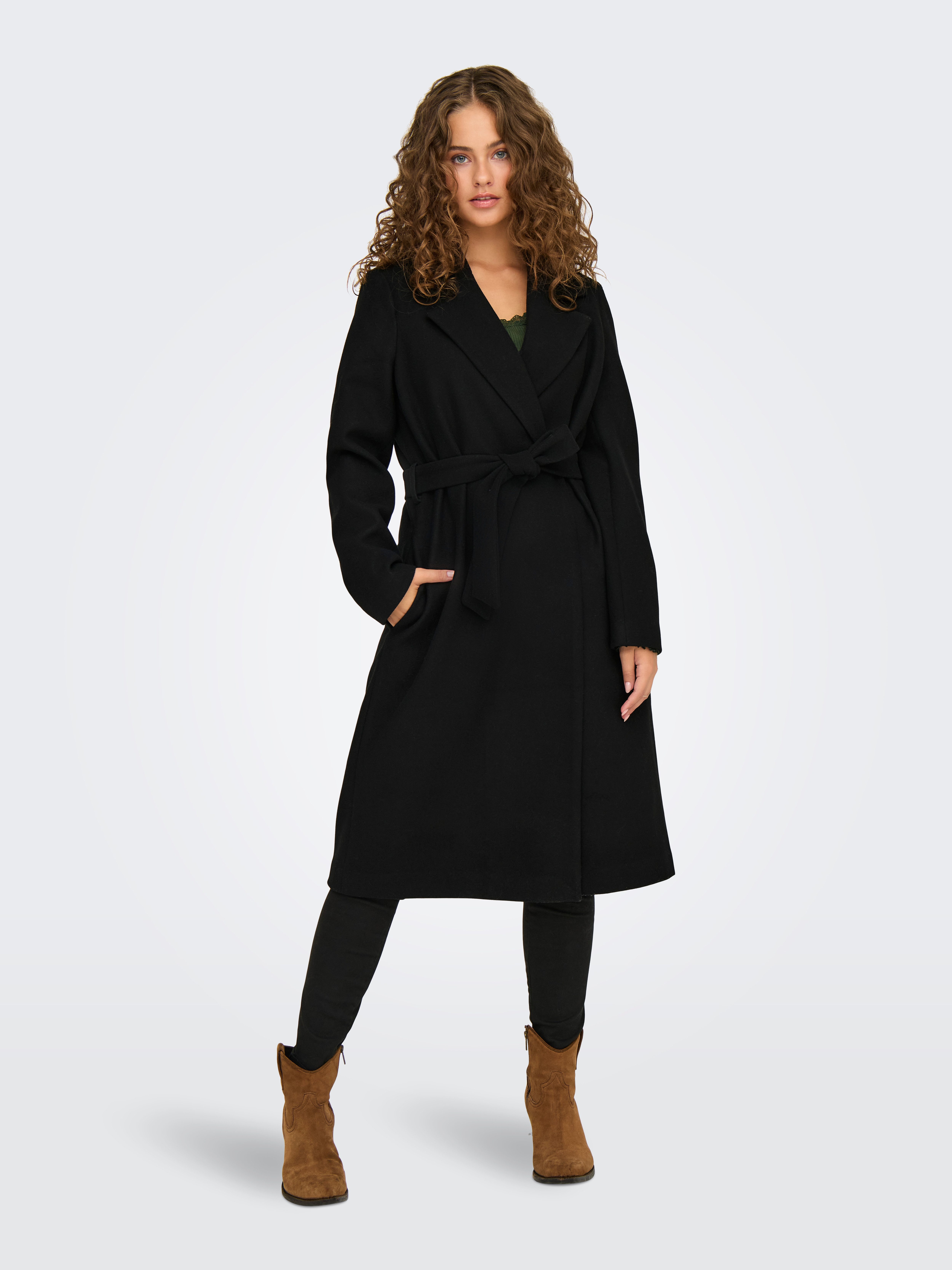 Only Lange jas ONLALVILDA LIFE WRAP COAT OTW