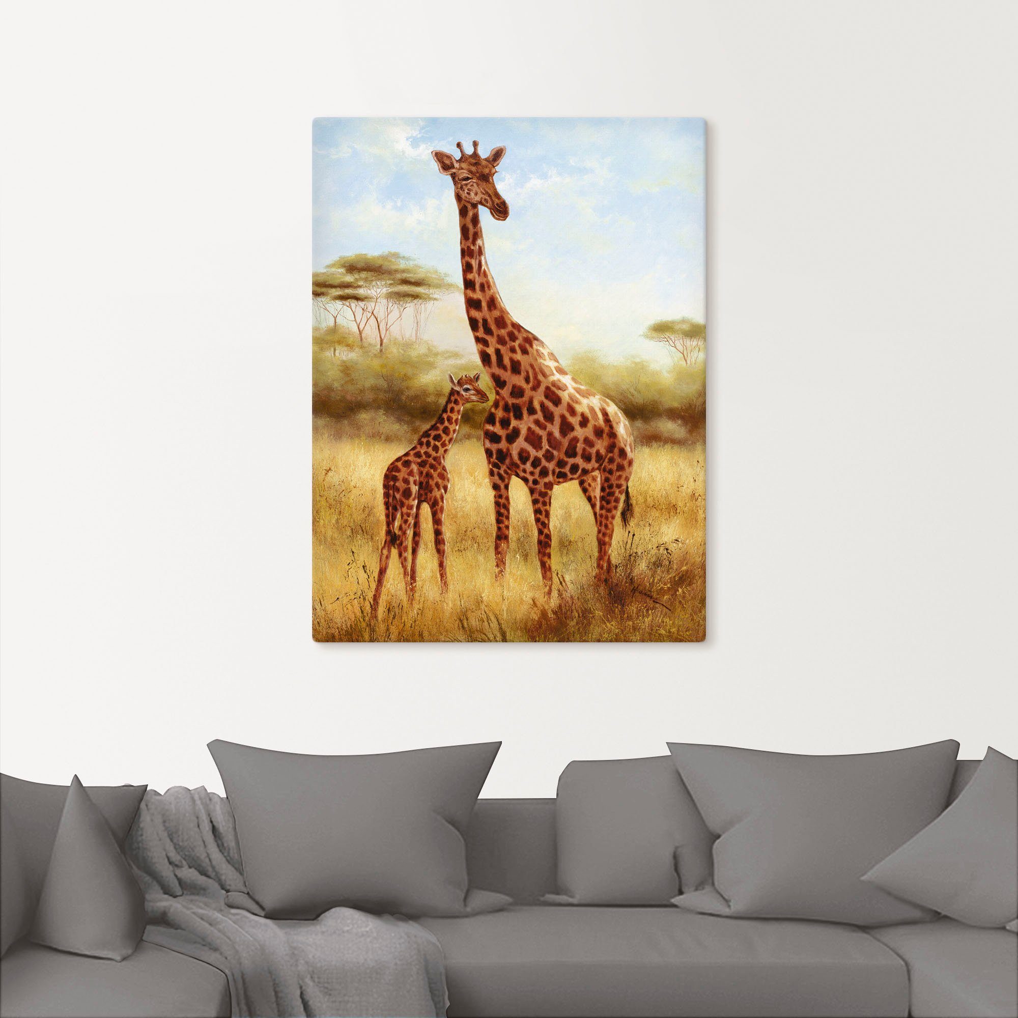 Artland Artprint op linnen Giraf gespannen op een spieraam