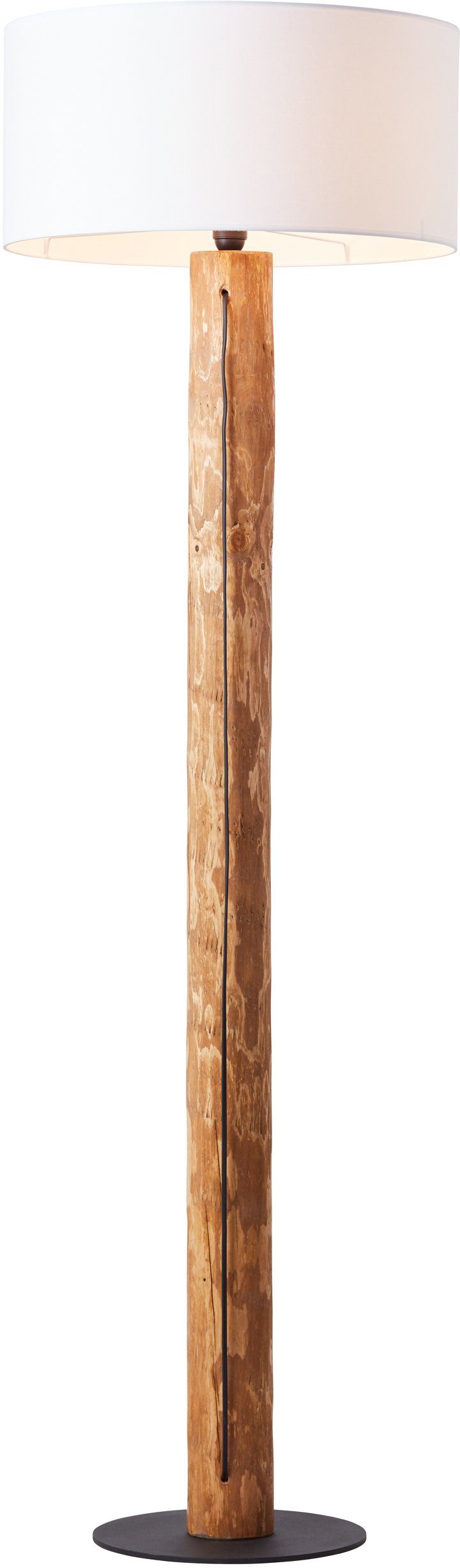 Brilliant Leuchten Staande lamp Jimena Stofscherm, H 164 cm, Ø 50 cm, E27, hout/textiel, grenen gebeitst (1 stuk)