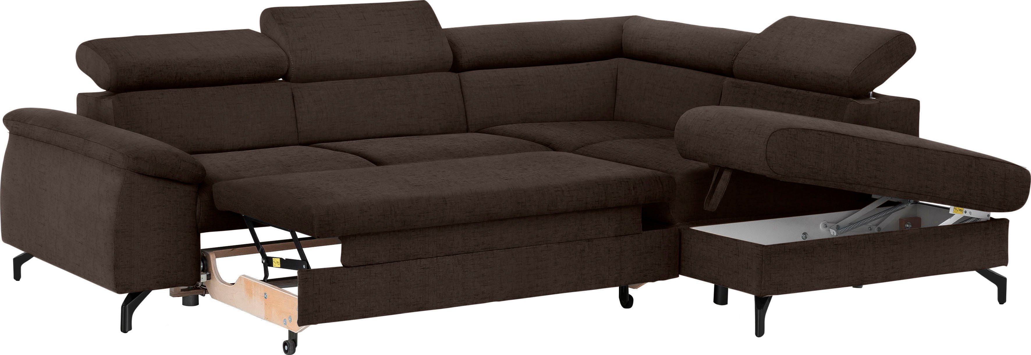 COTTA Hoekbank Kitty L-vorm, B: 249 cm met hoofdverstelling, optioneel bedfunctie & bedlade