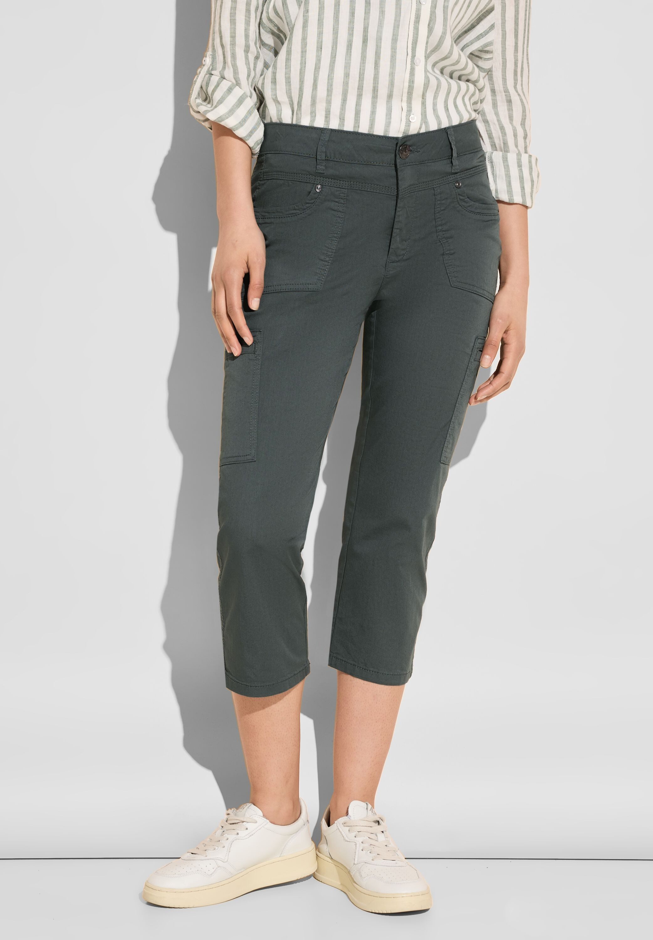 STREET ONE 3/4 broek met safari-look dames 7/8-broeken maat 38 groen