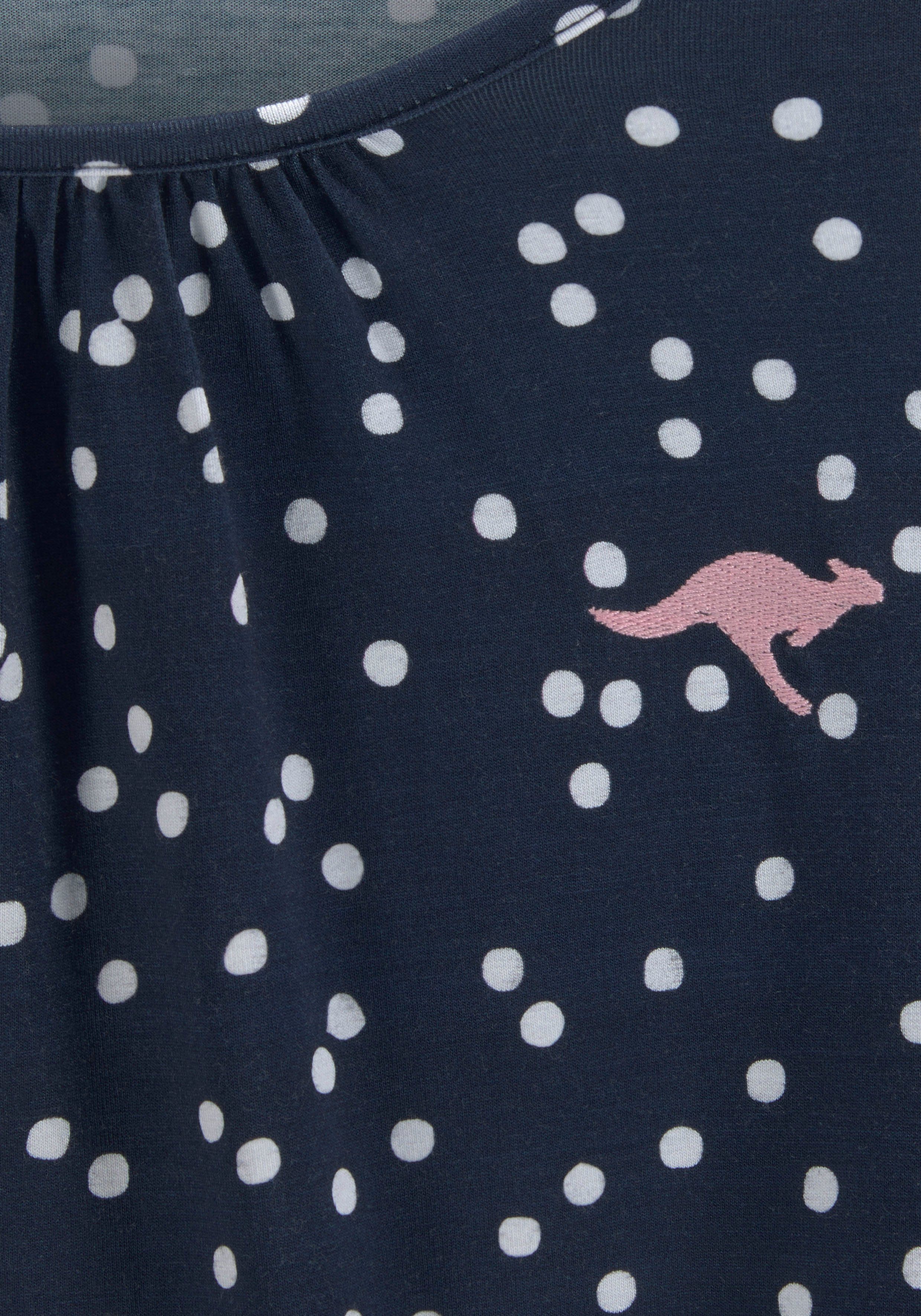 KangaROOS Shirt met lange mouwen Viscose shirt with 3/4 sleeves wijde pasvorm, gestippeld ontwerp, ronde hals