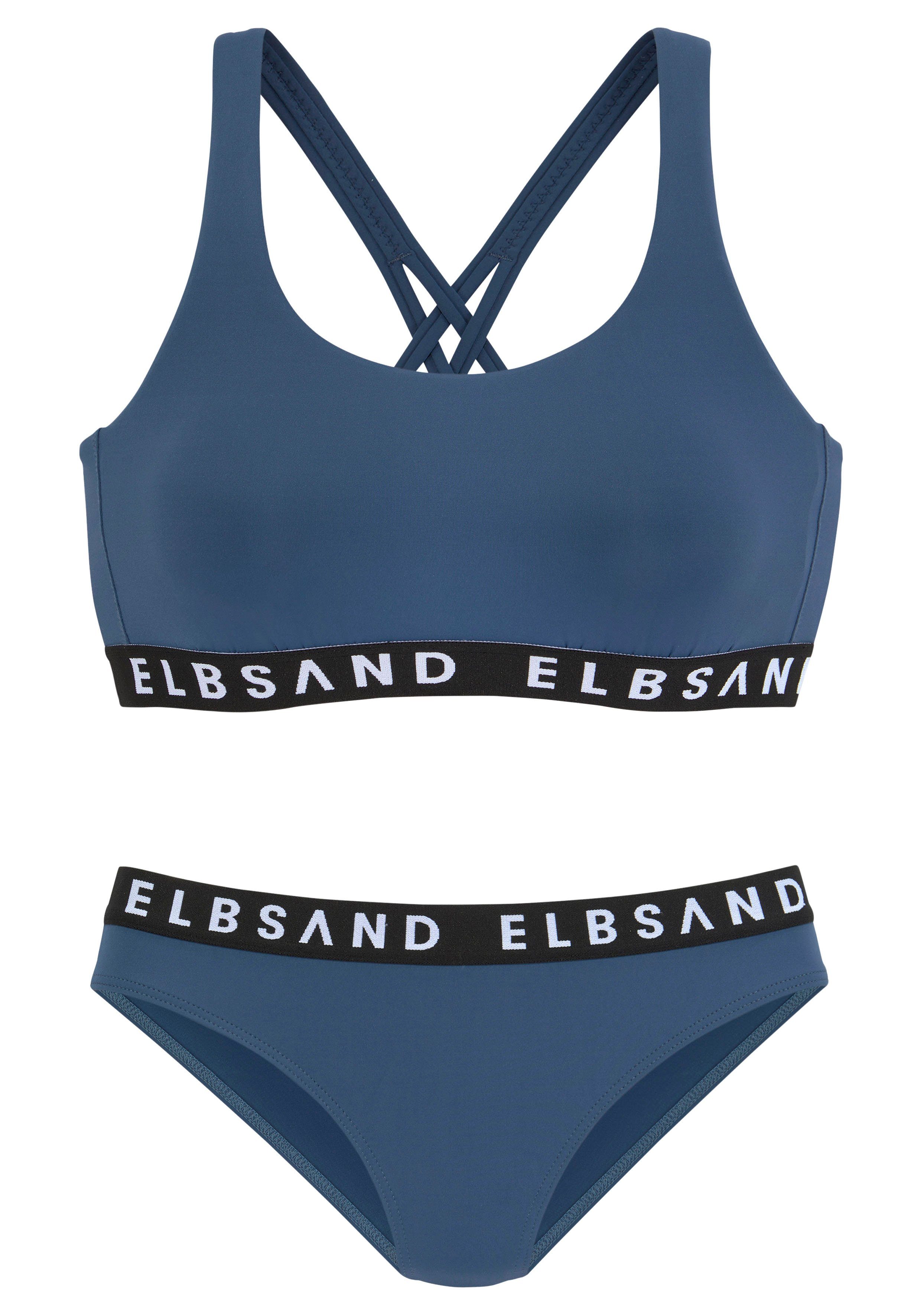 Elbsand Bustierbikini met merkopschriften in contrastkleur