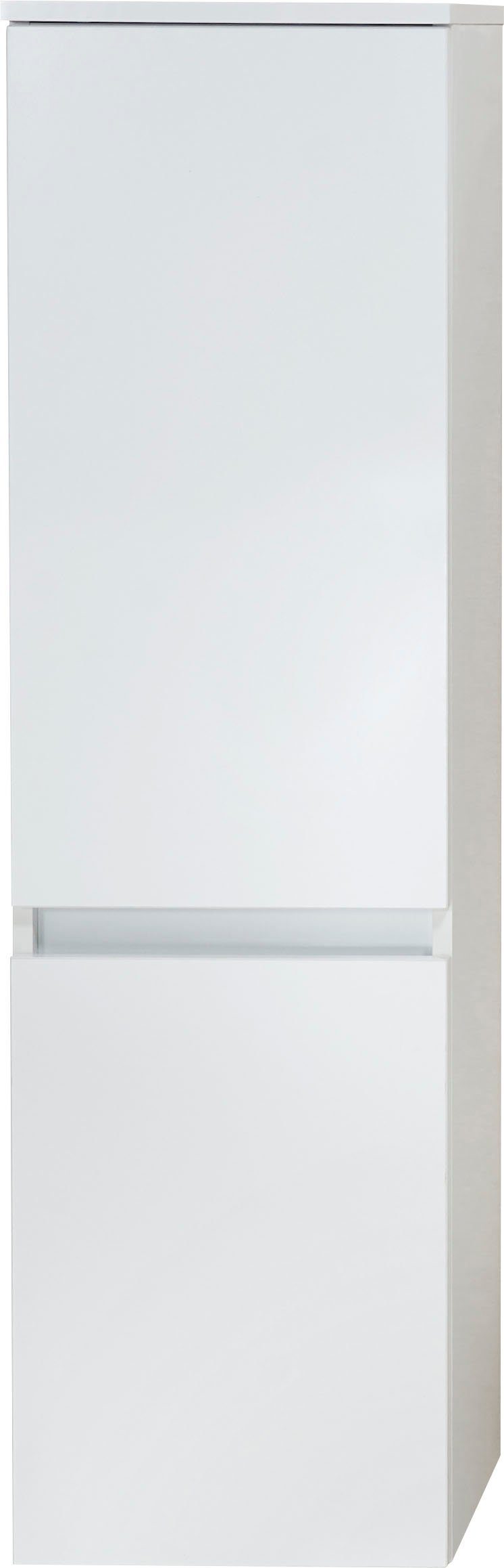 Saphir Halfhoge kast Quickset badkast in wit glans met 2 deuren, 3 glazen legplanken inclusief deurdemper, 35 cm breed, 124,5 cm hoog, grepless, wandbevestiging