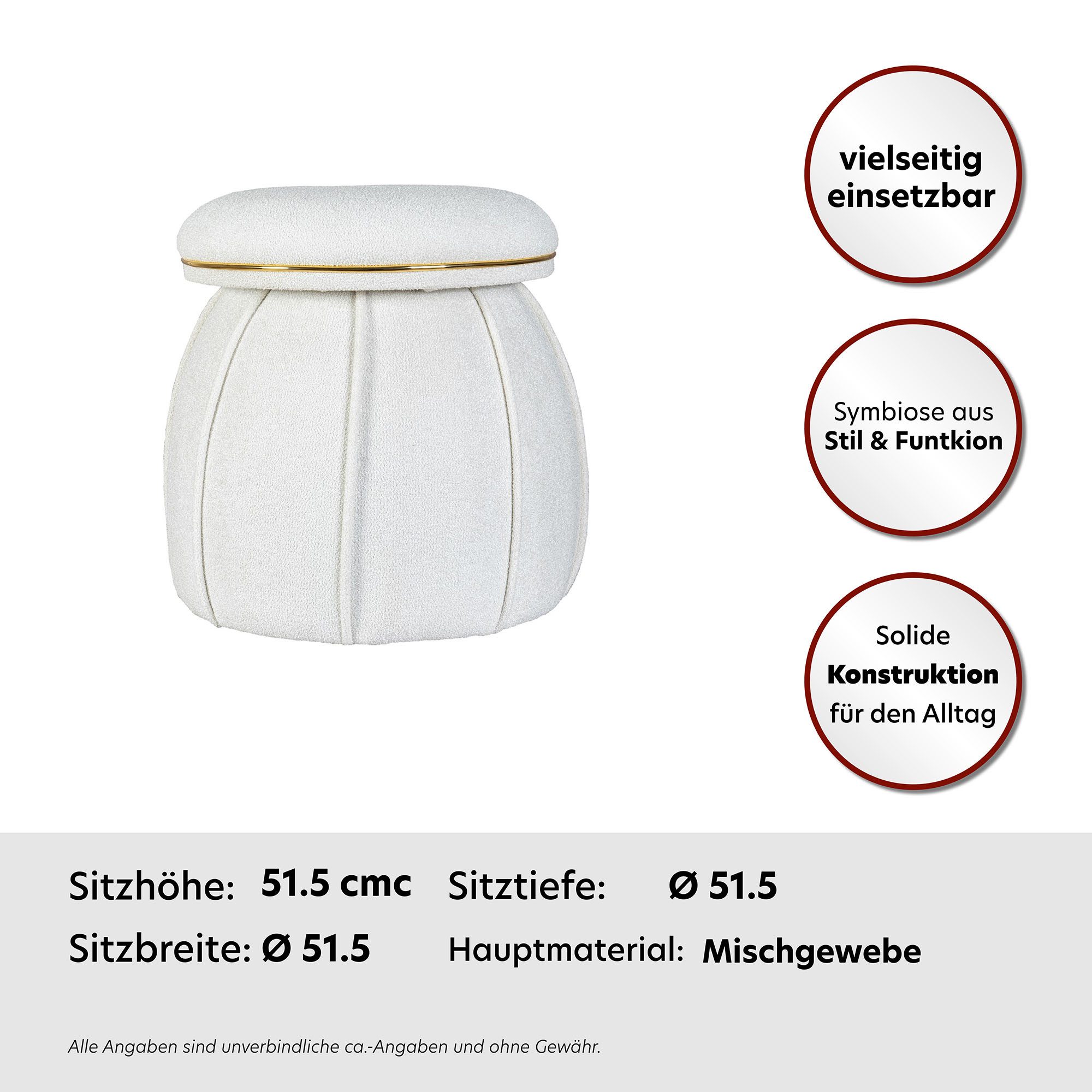 Kayoom Zithocker Kruk Corin, extravagante vorm, stijlvolle kleuren, elegant gestikt voet (1 stuk)