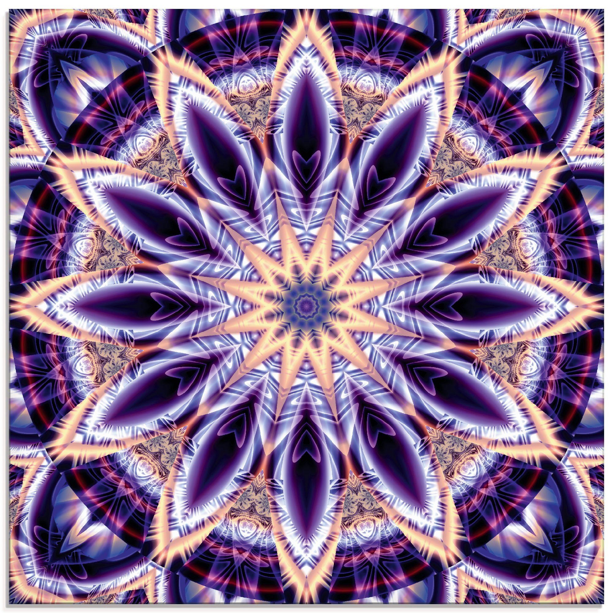 artland print op glas mandala ster paars in verschillende maten paars
