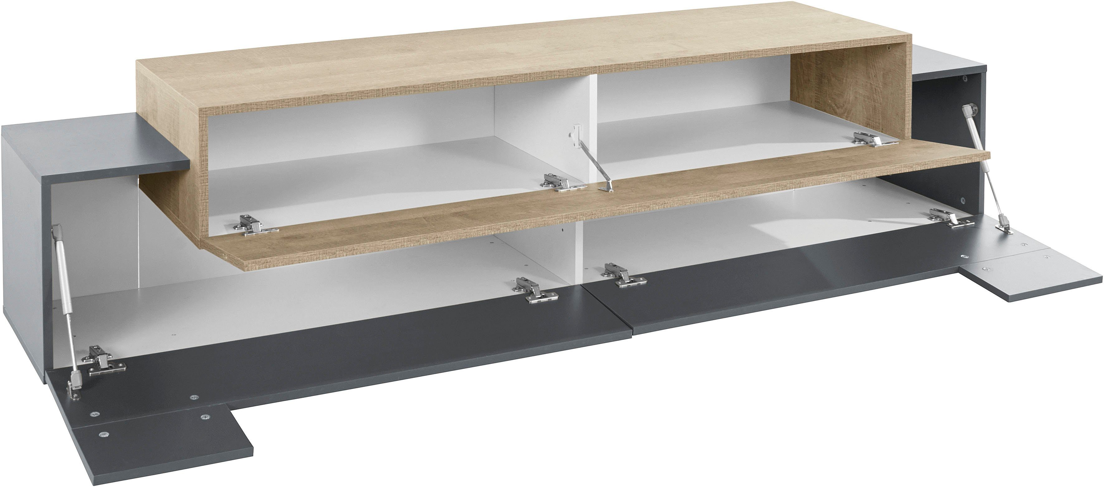INOSIGN Tv-meubel Coro, lowboard, TV-commode, TV-meubelen, TV-bank met 3 kleppen waarvan 2 met push-to-open functie, breedte 200 cm
