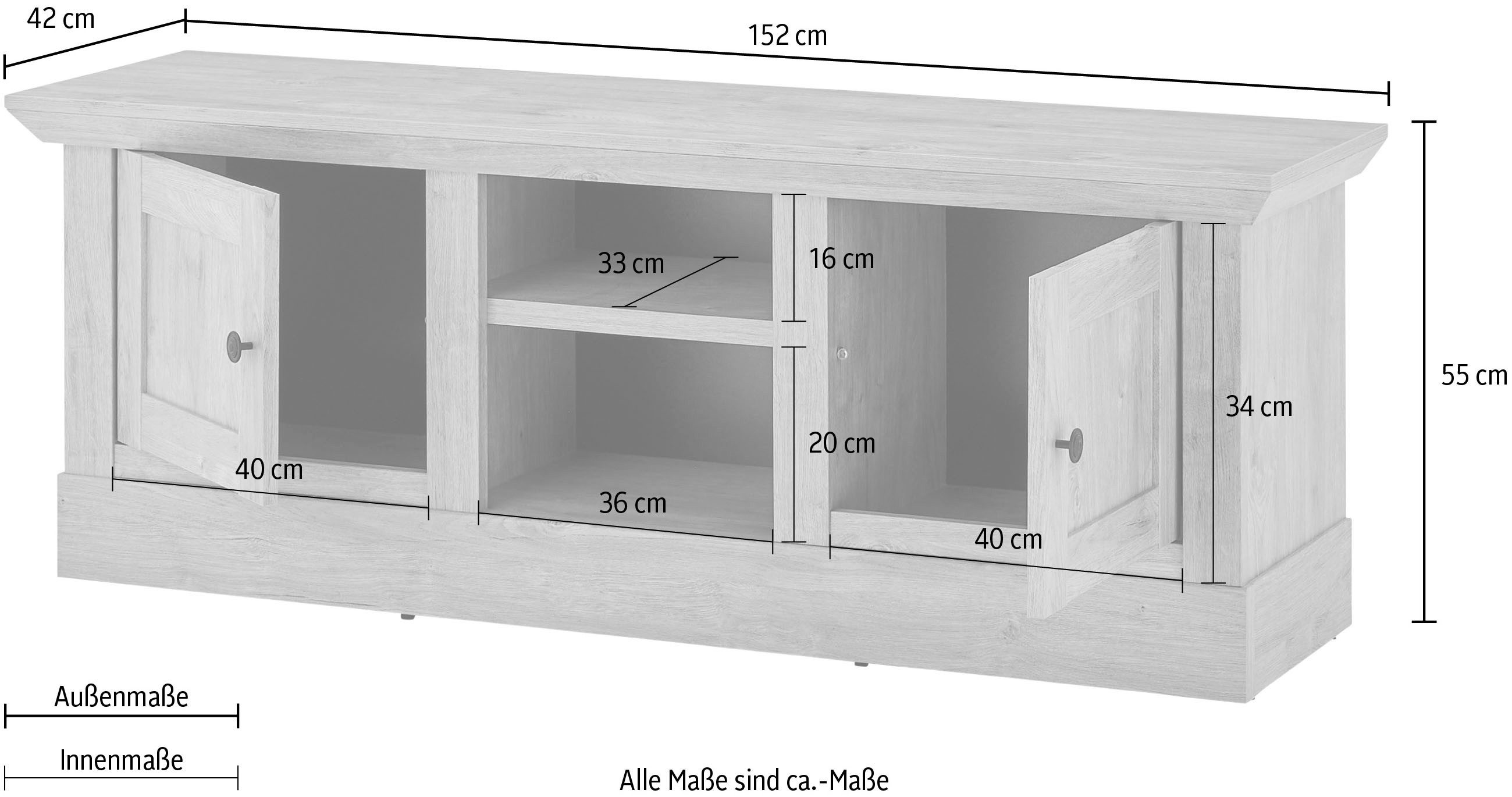 Home affaire Tv-meubel Cornwall, onderkast in landelijke stijl, commode, eiken decor (1 stuk)