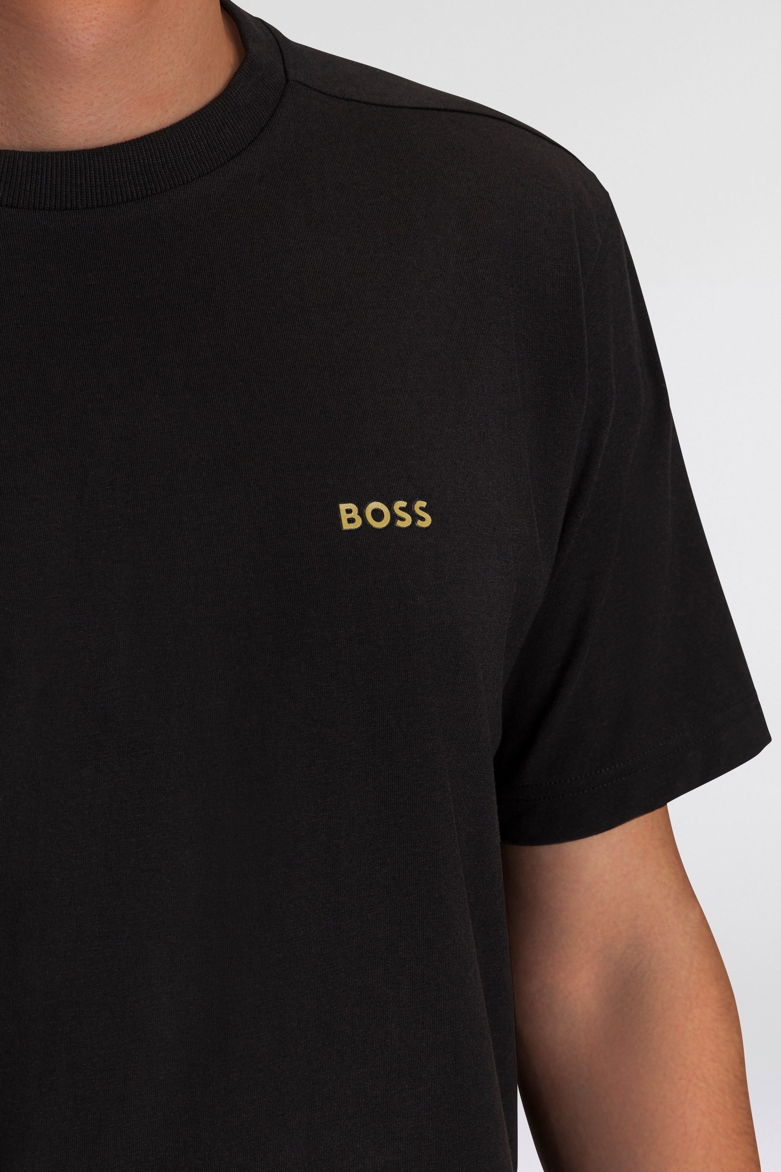 BOSS GREEN Shirt met ronde hals Thee met gegomd contrast-logo